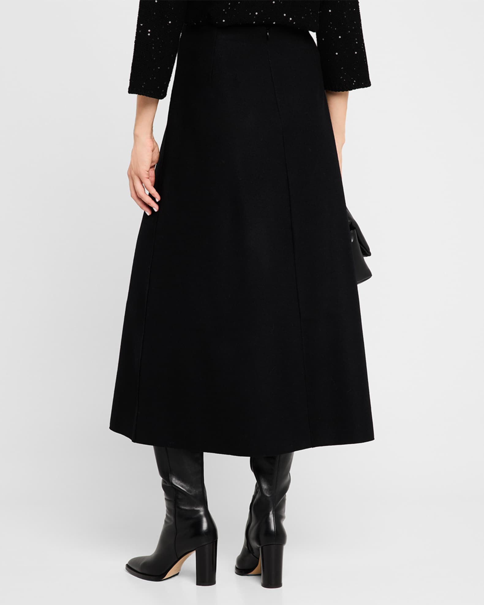 Petite Boiled Wool Jersey Midi Skirt