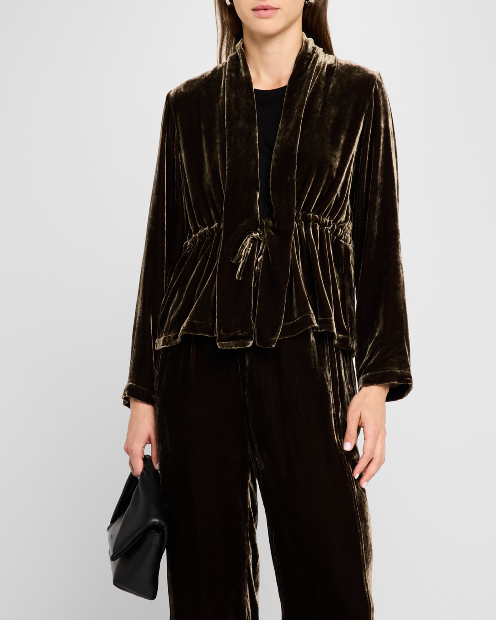 Eileen fisher green velvet jacket new arrivals
