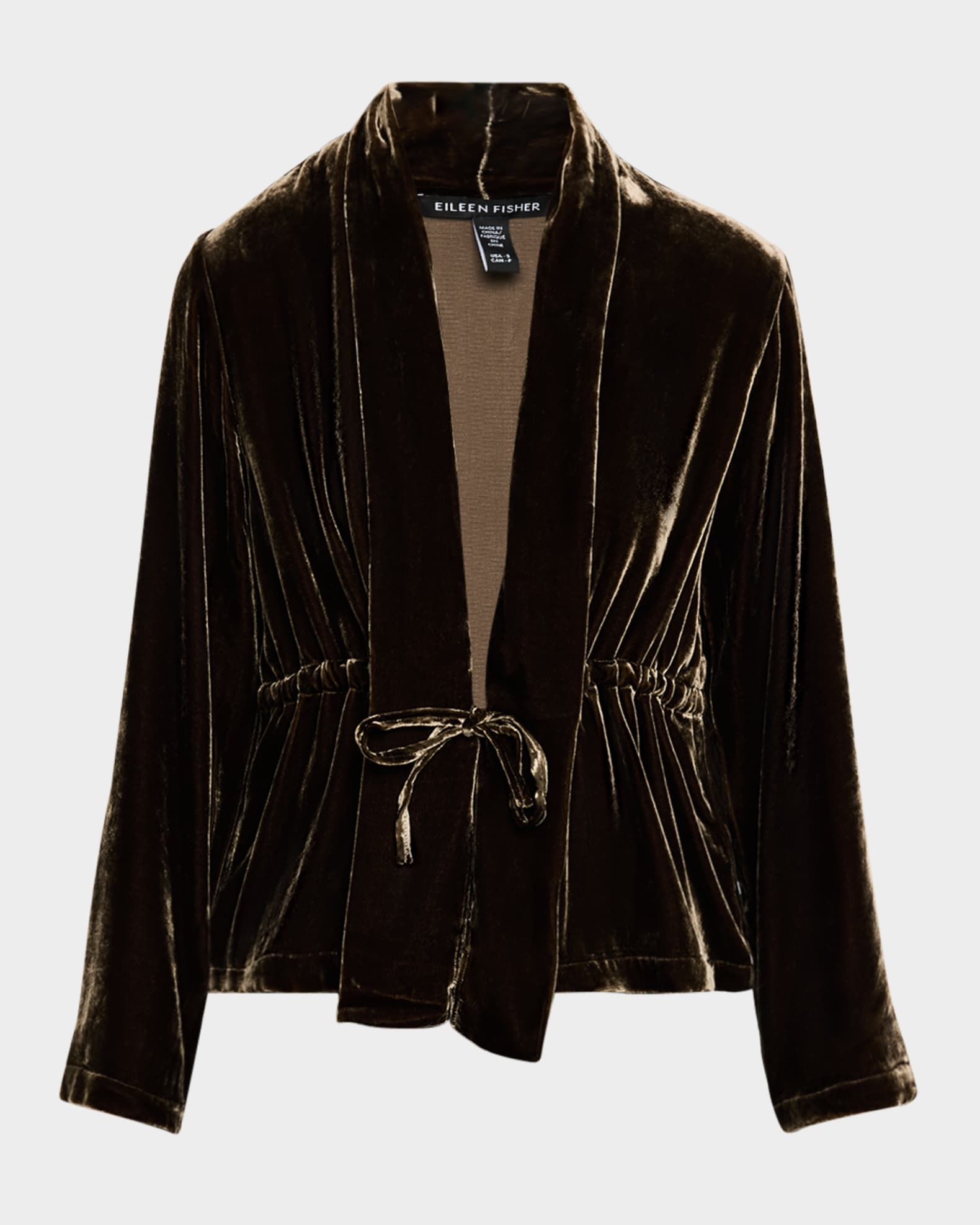 Eileen Fisher Drawstring Shimmer Velvet Jacket Neiman Marcus