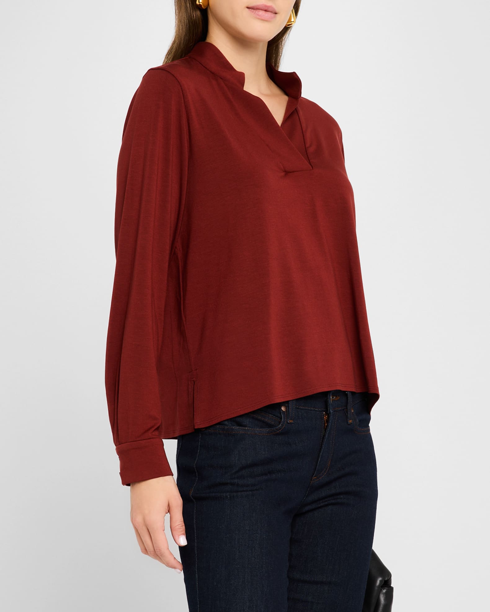 V Neck Stretch Jersey Knit Top