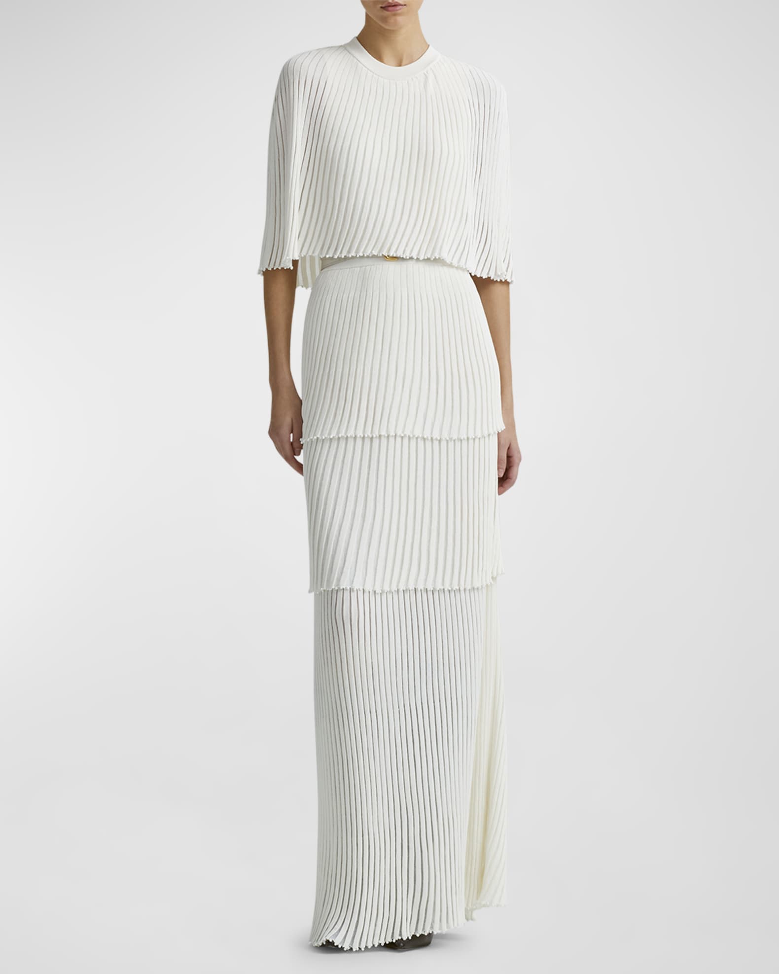 Altuzarra Aerial Tiered Rib Cape Maxi Dress | Neiman Marcus