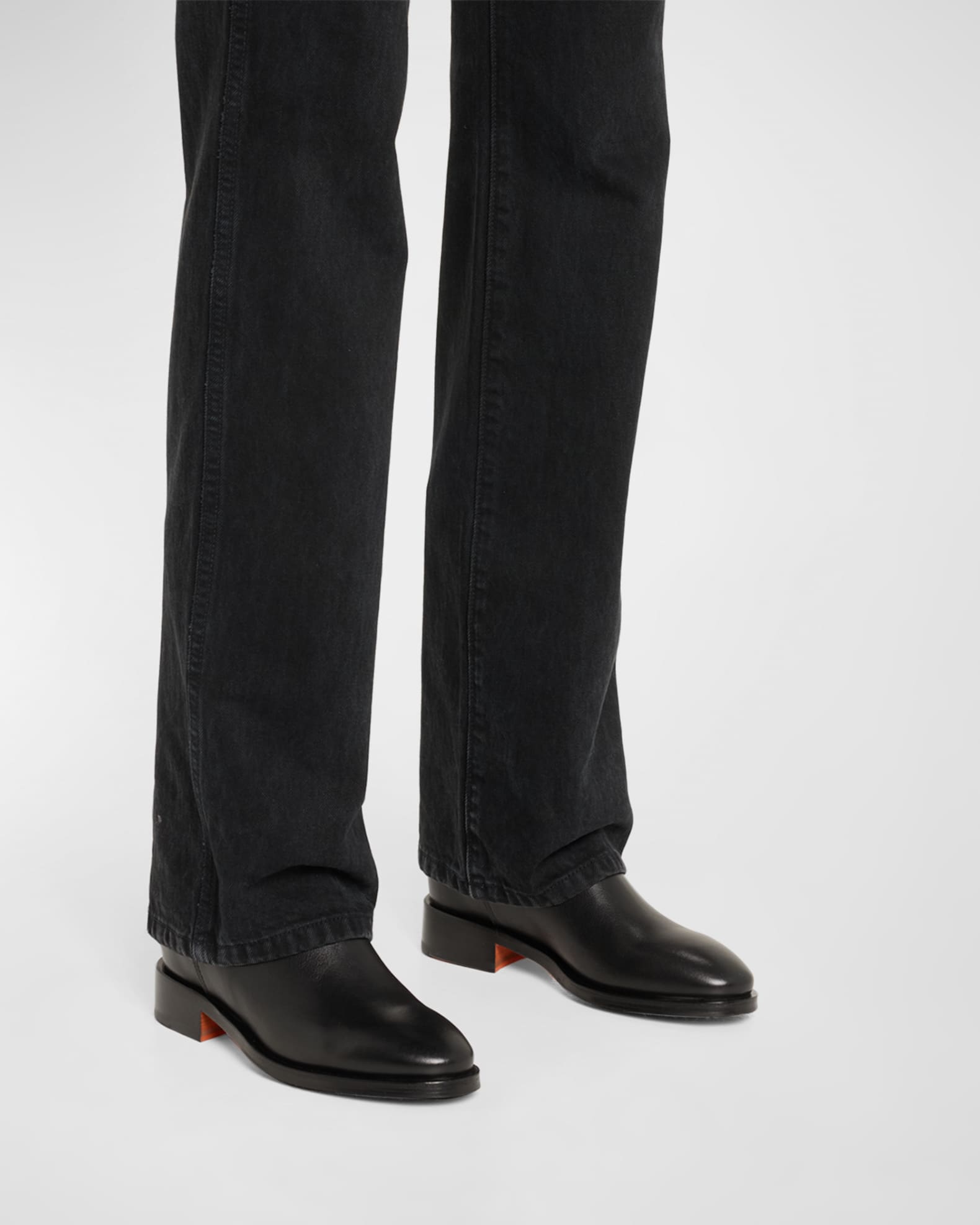 Santoni Fleeces Leather Mid Boots | Neiman Marcus