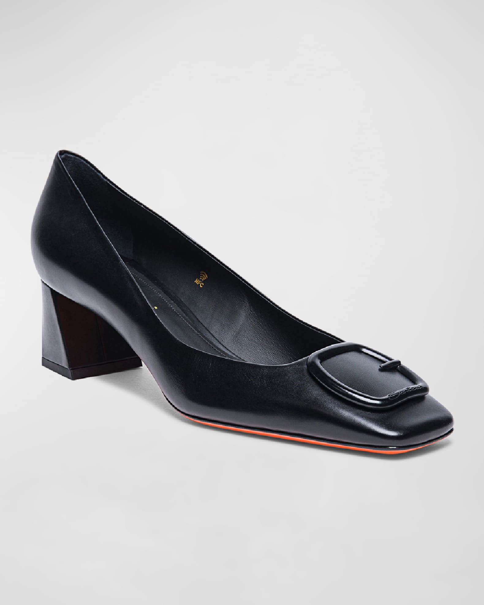 Santoni White Calf Leather Bos Taurus Mid Heel Pumps main image 1