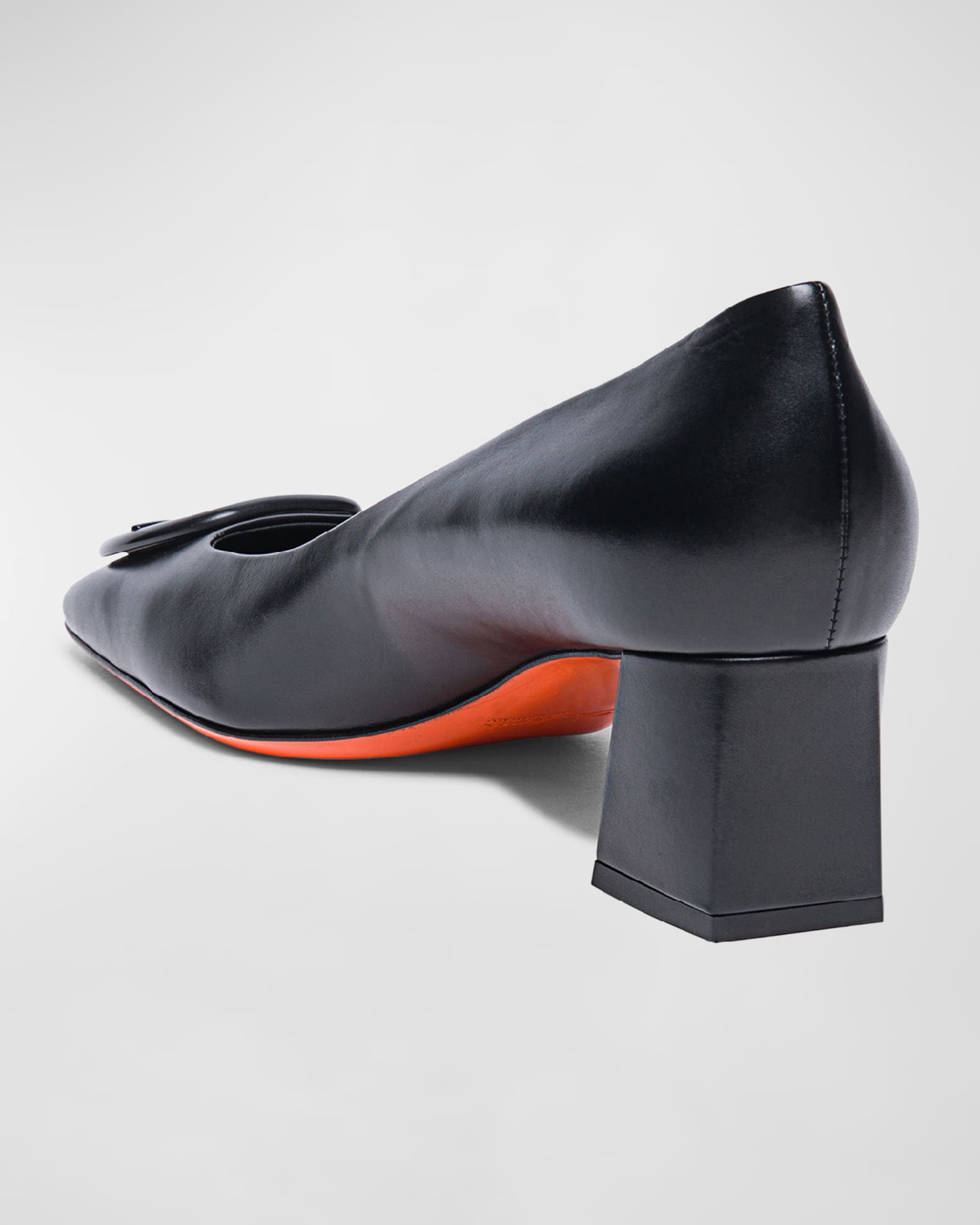 Calfskin Buckle Block Heel Pumps