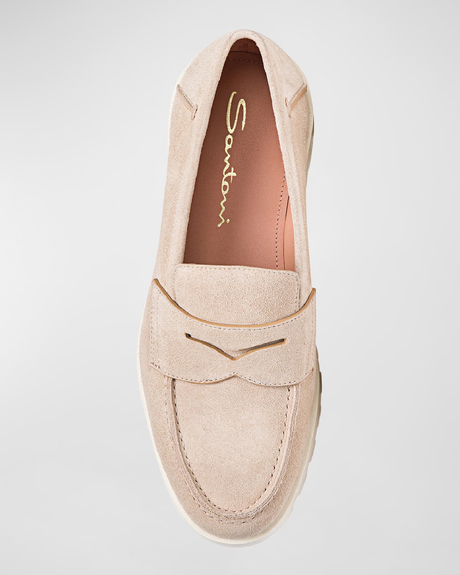 Santoni Sporty Suede Penny Loafers Neiman Marcus