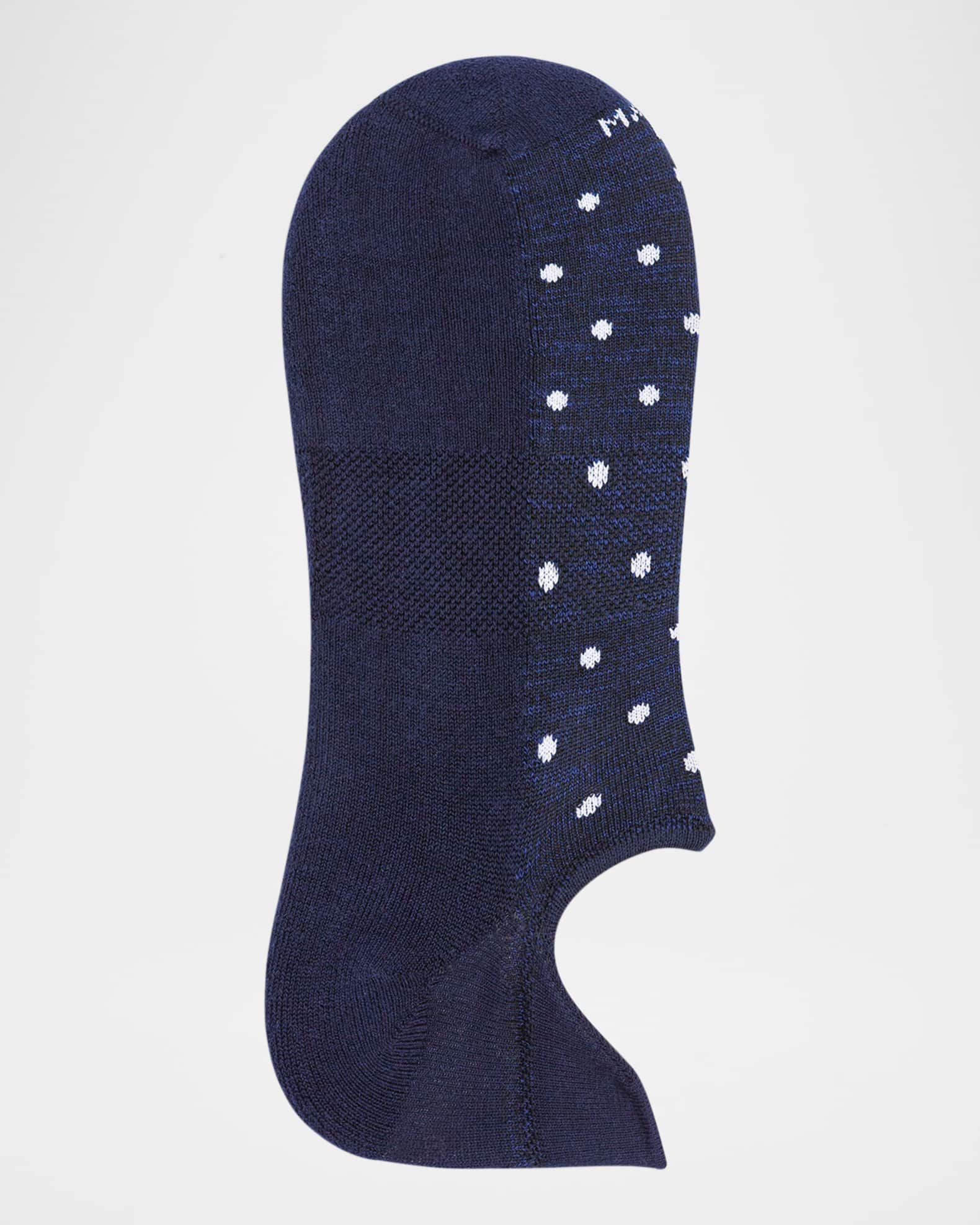 Marcoliani Men's Invisible Sneaker Polka Dot Pima Cotton NoShow Socks