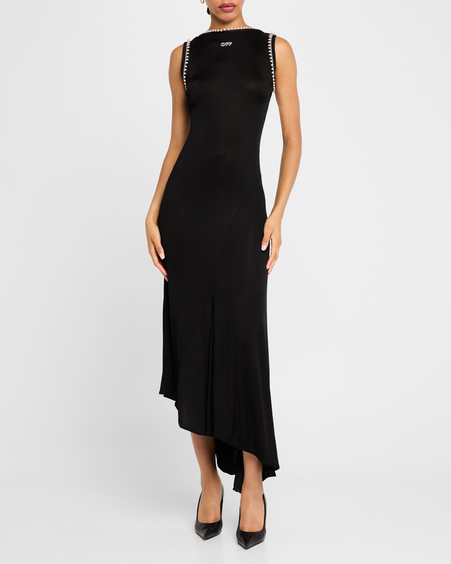 Off White 20s Embellished Rib Backless Maxi Dress Neiman Marcus