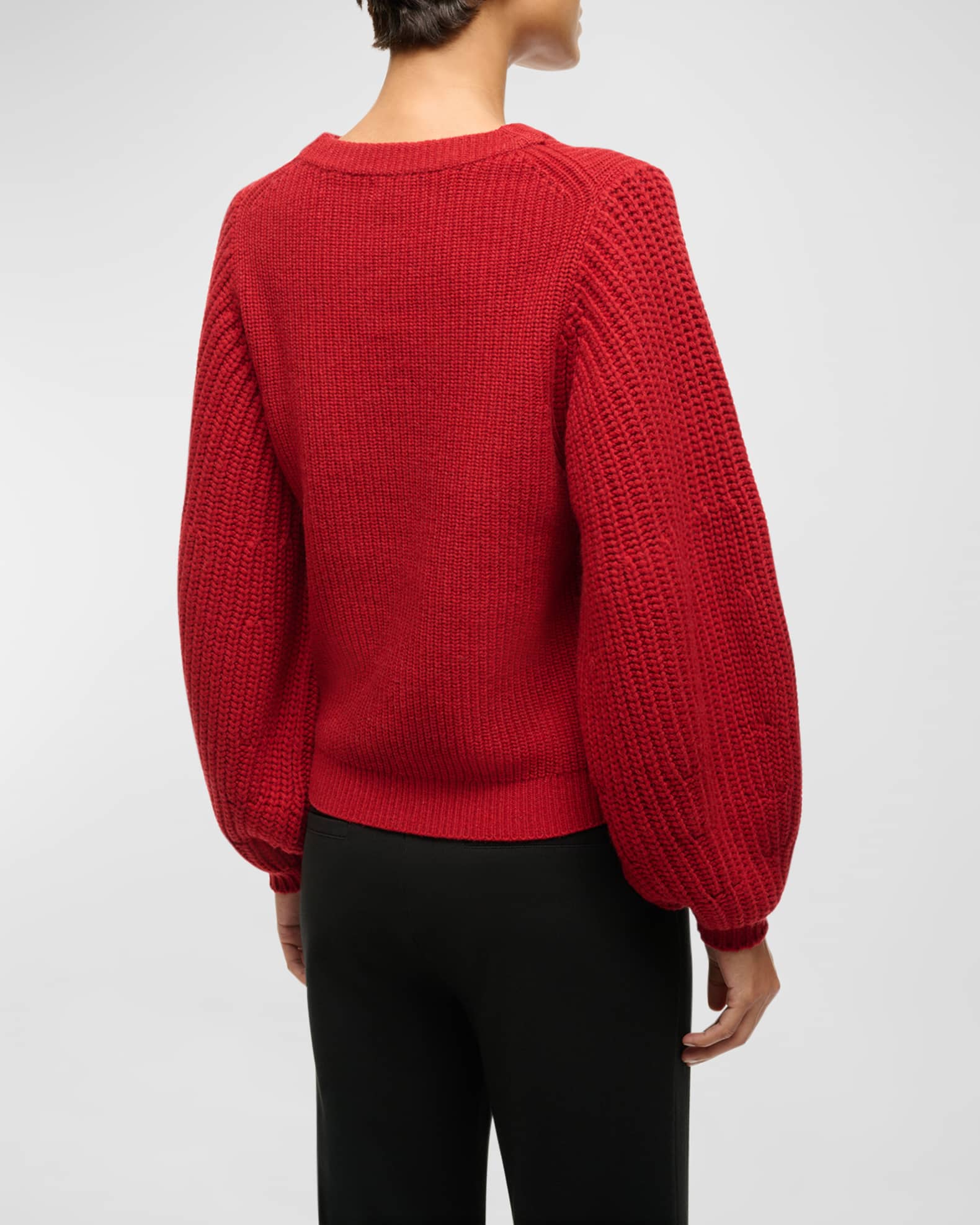 STAUD Aura Balloon-Sleeve Sweater | Neiman Marcus