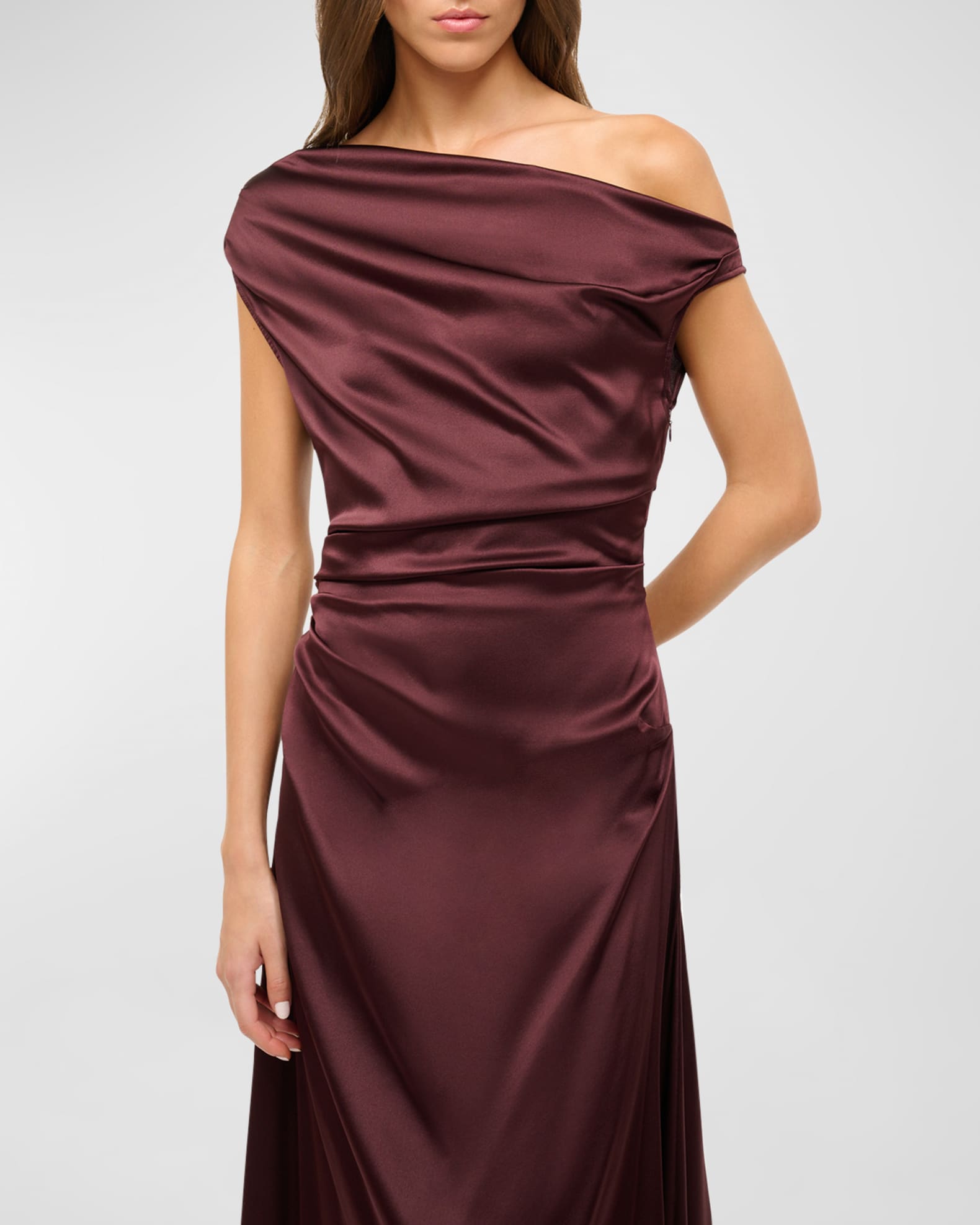 Phare One Shoulder Silk Midi Dress