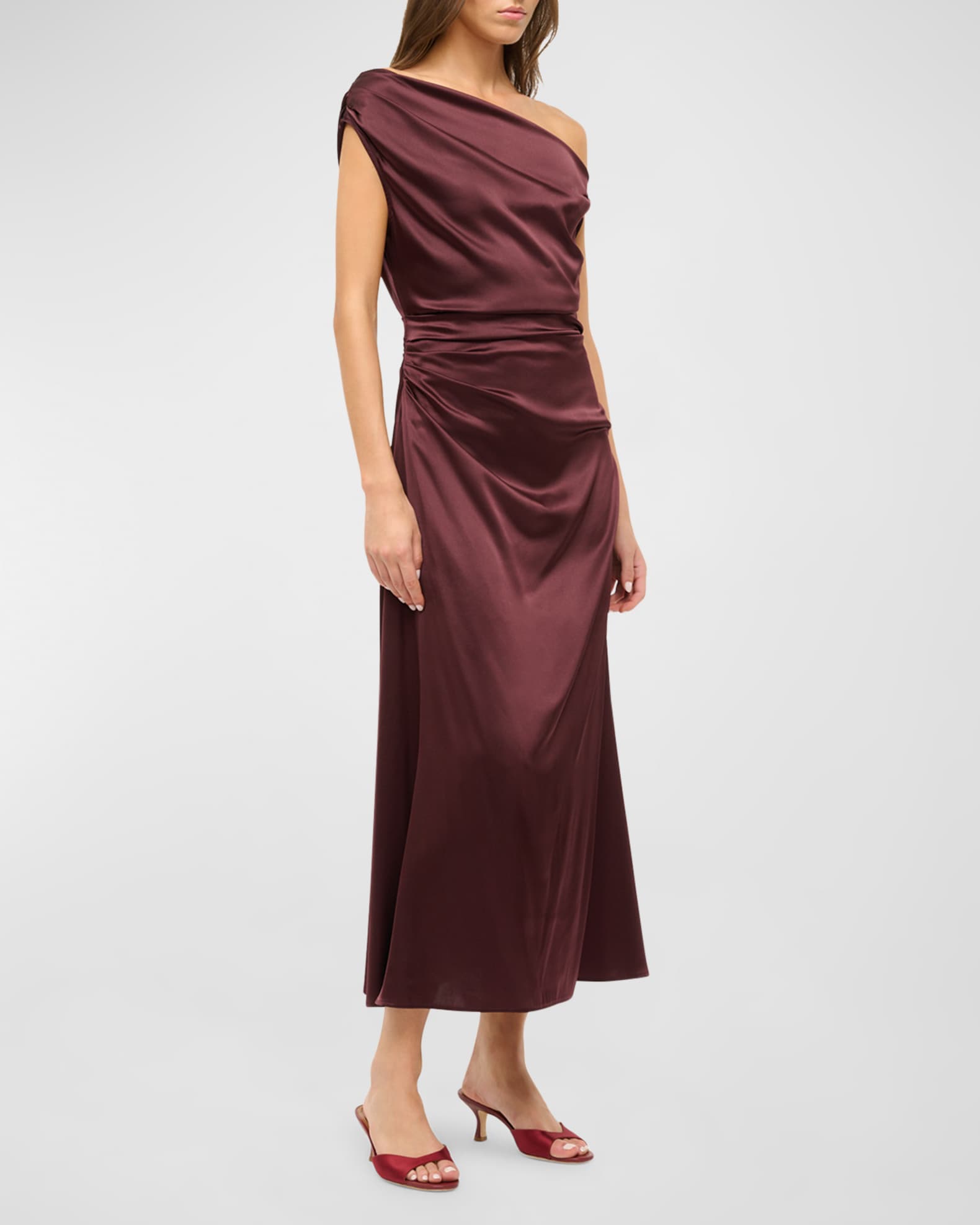 STAUD Phare Silk Dress in Merlot Size 4
