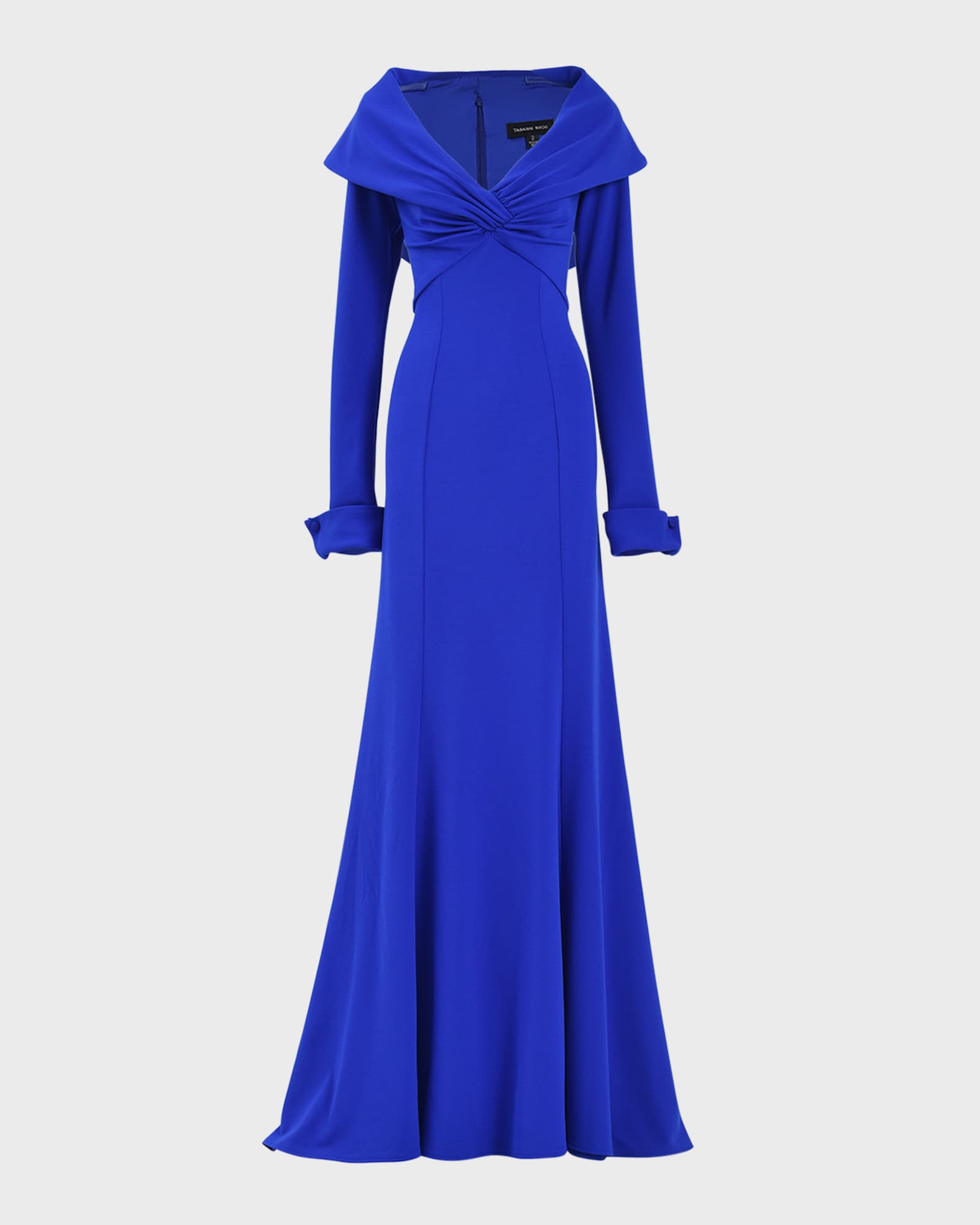 Tadashi Shoji Twist-Front Crepe Column Gown