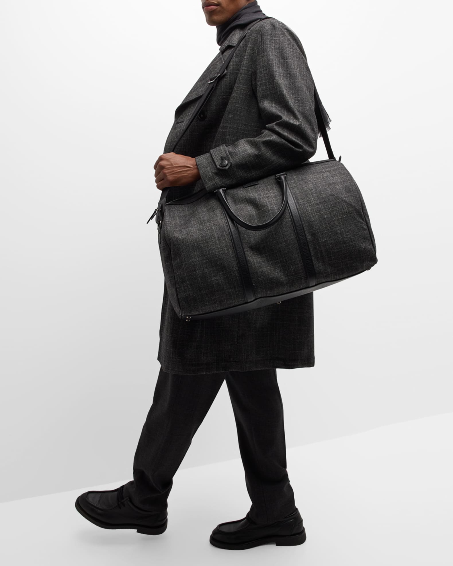 Men's Melange Leather-Trim Duffel Bag 1