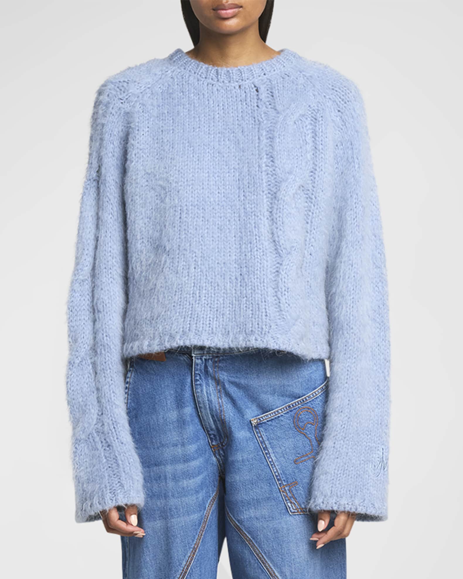 Cropped Cable Mohair Sweater 1