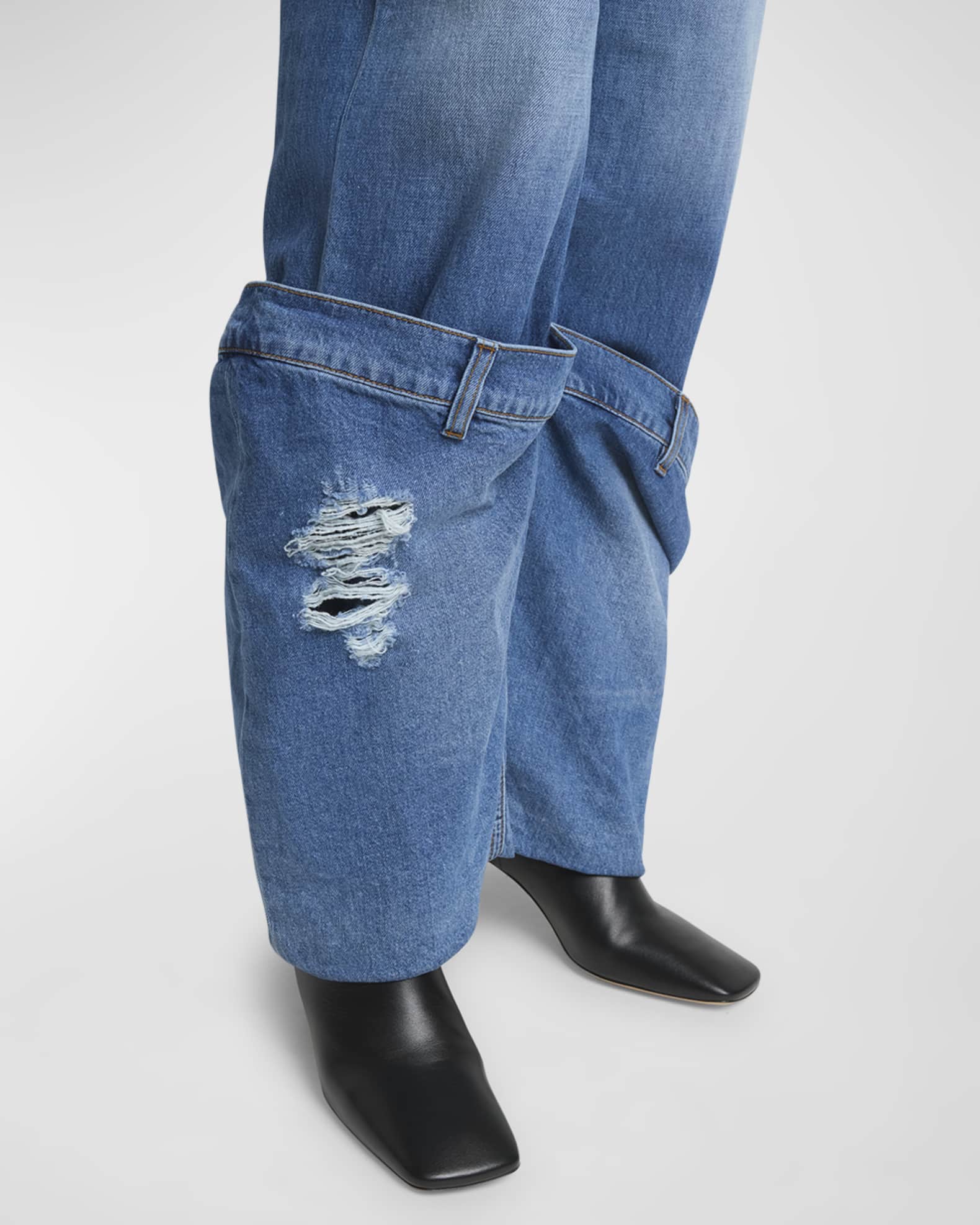 JW Anderson Distressed Bucket Jeans | Neiman Marcus