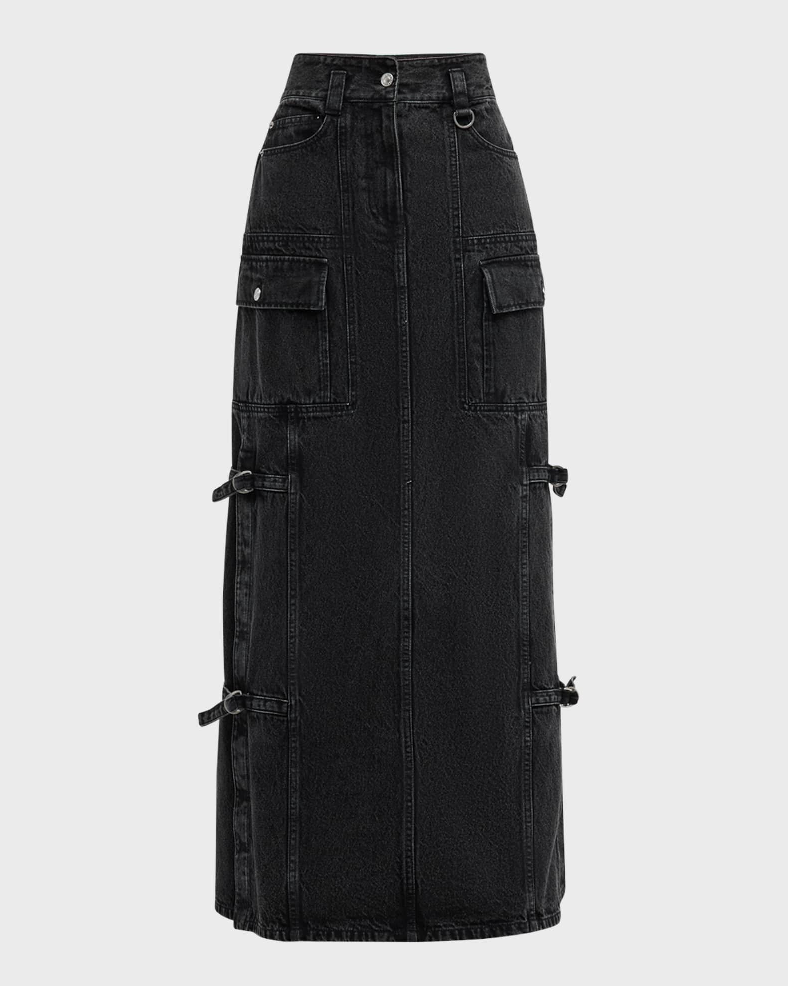 Utility zip up denim skirt cheap