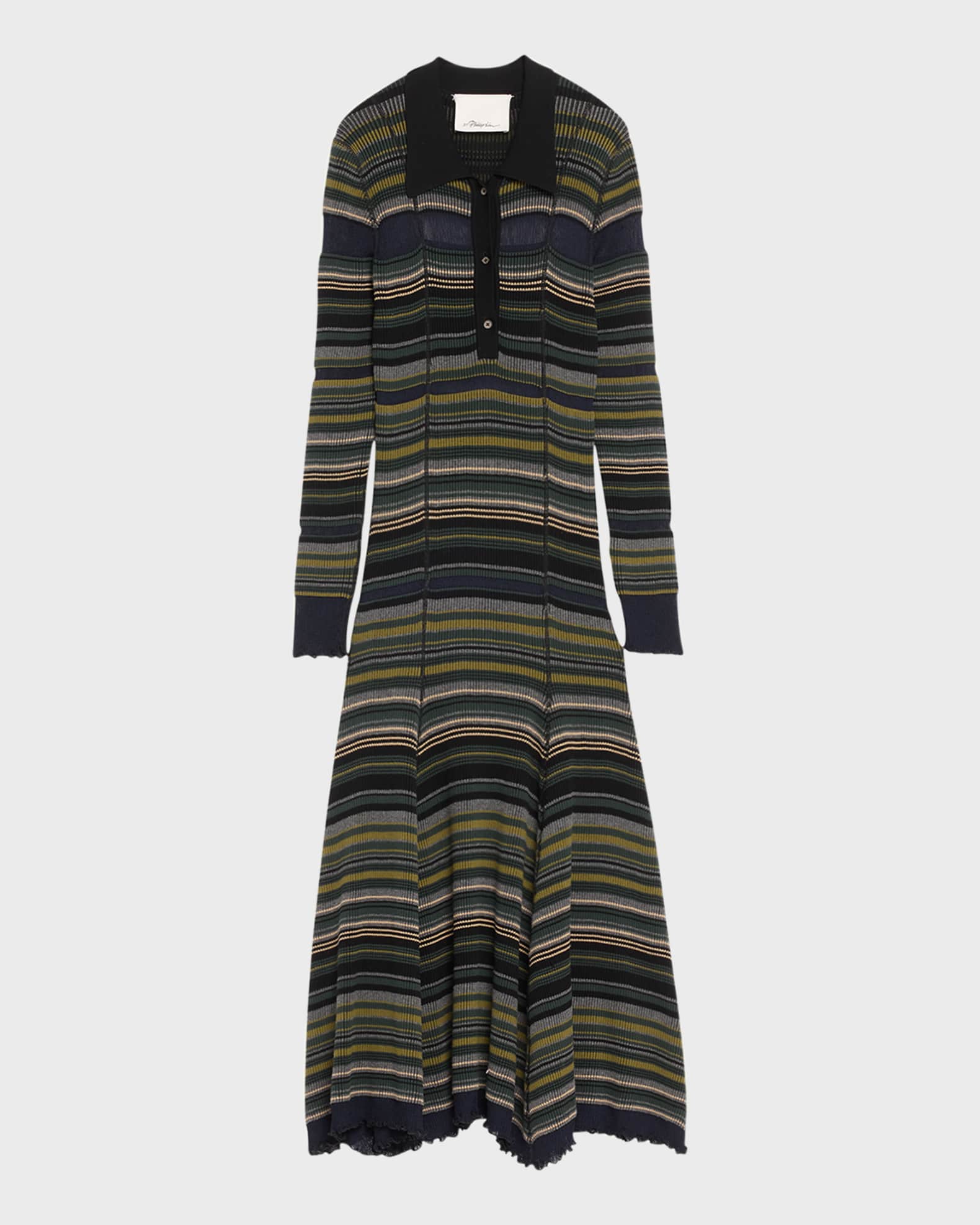 Reversible Long-Sleeve Striped Maxi Dress 0