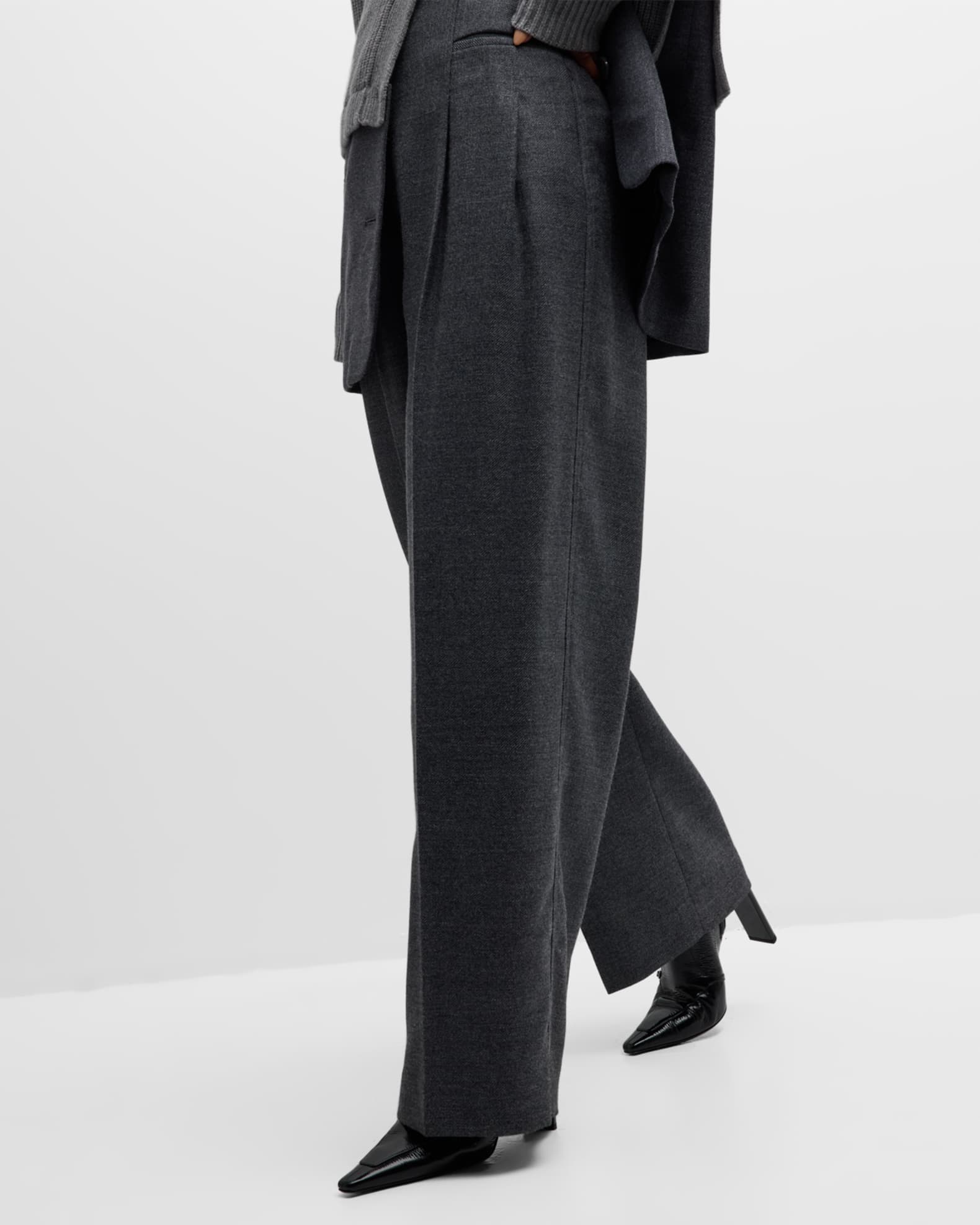 Wool Tie Waist Carrot Pants