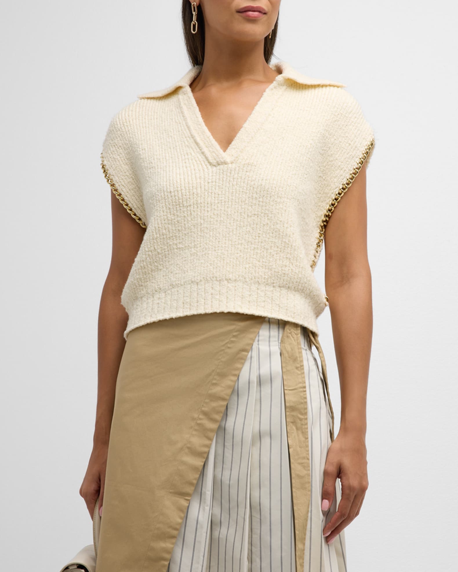 Cropped Chain Polo Top