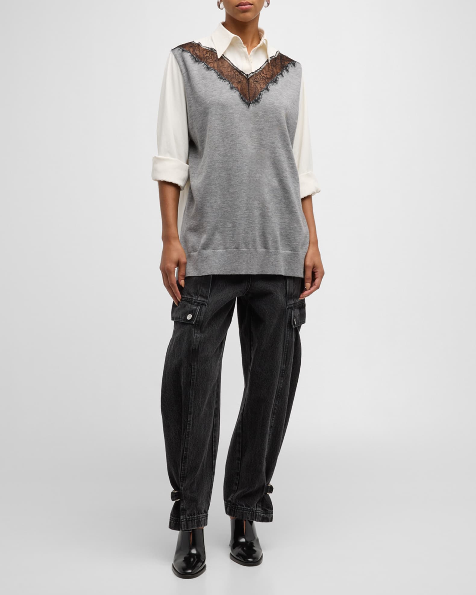 Long-Sleeve Combo Lace Shirt 1