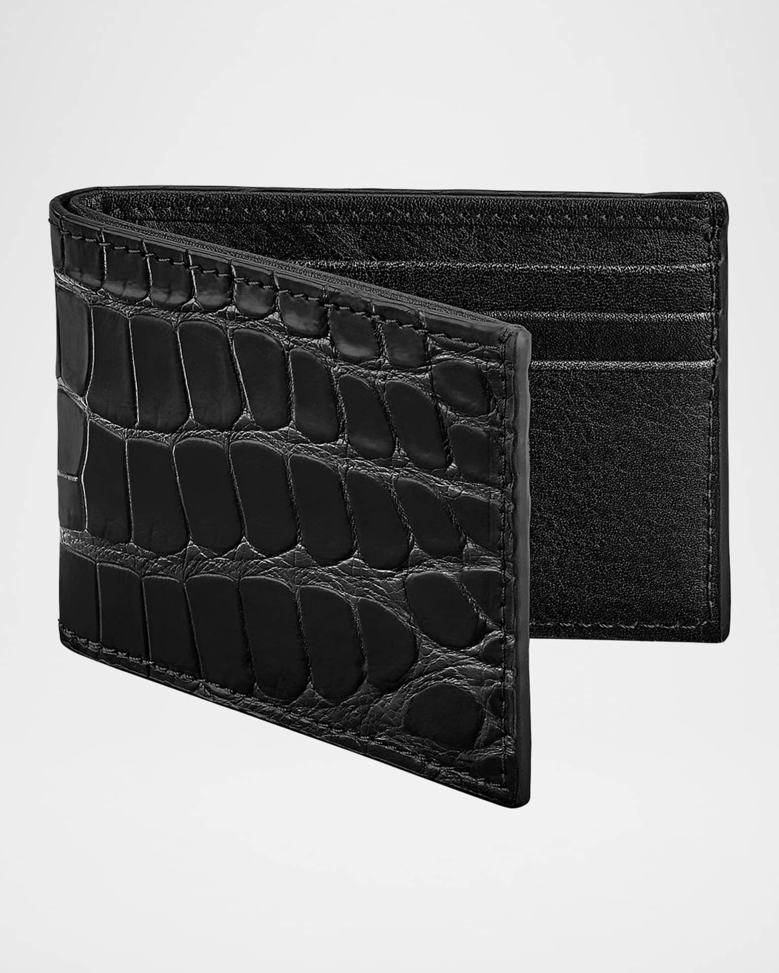 Men's Alligator Leather Slim Bifold Wallet 1