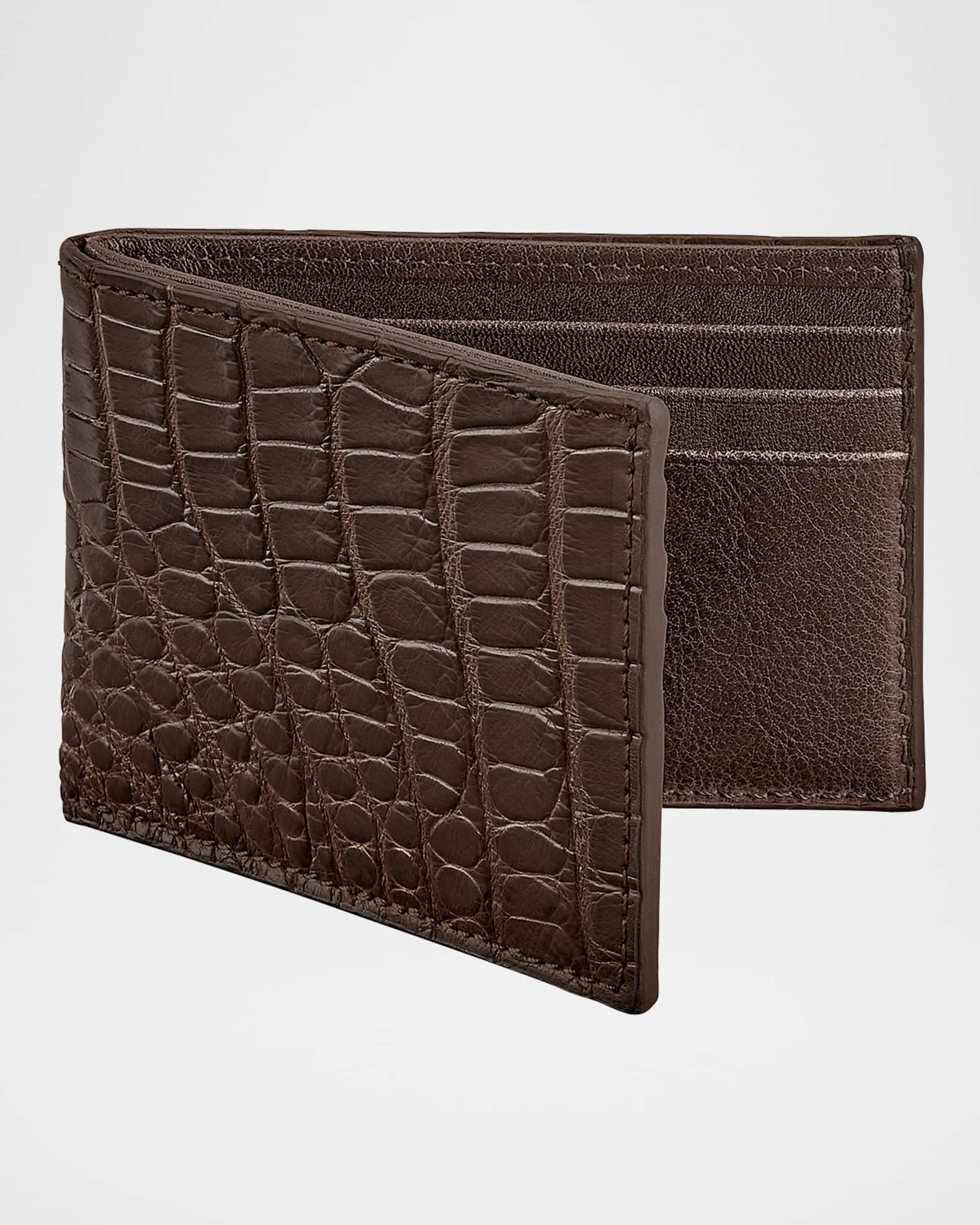 Men's Alligator Leather Slim Bifold Wallet 1
