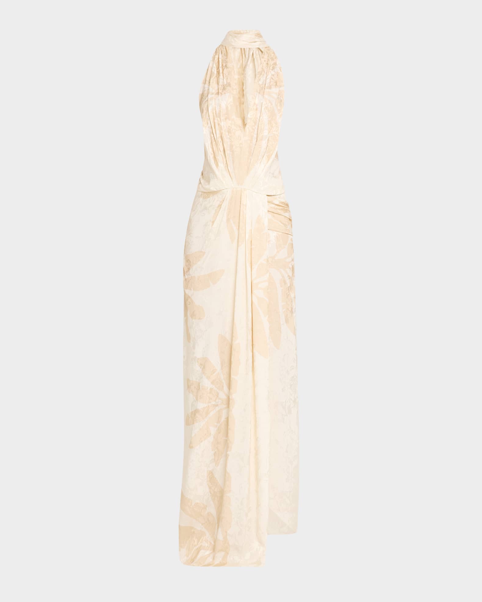 Summer Counts Plunging Halter Maxi Dress With Scarf 0