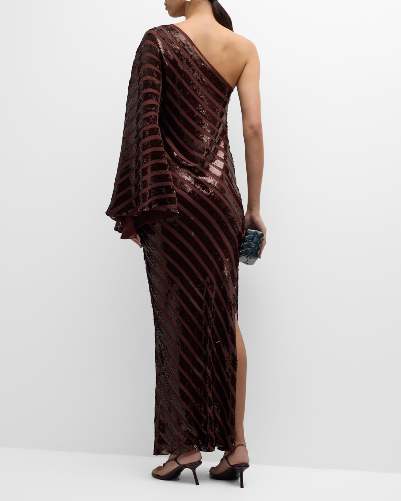 Nanyehi Sequined Mesh One Shoulder Gown