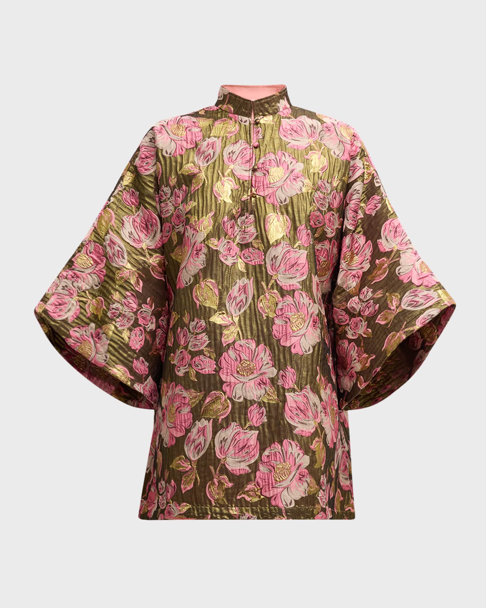 La Vie Style House Metallic Floral Jacquard Mini Caftan Neiman Marcus