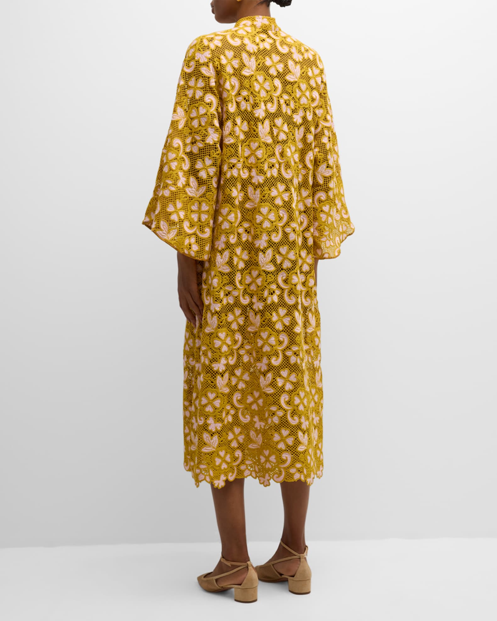 La Vie Style House Floral Crochet Maxi Caftan Neiman Marcus
