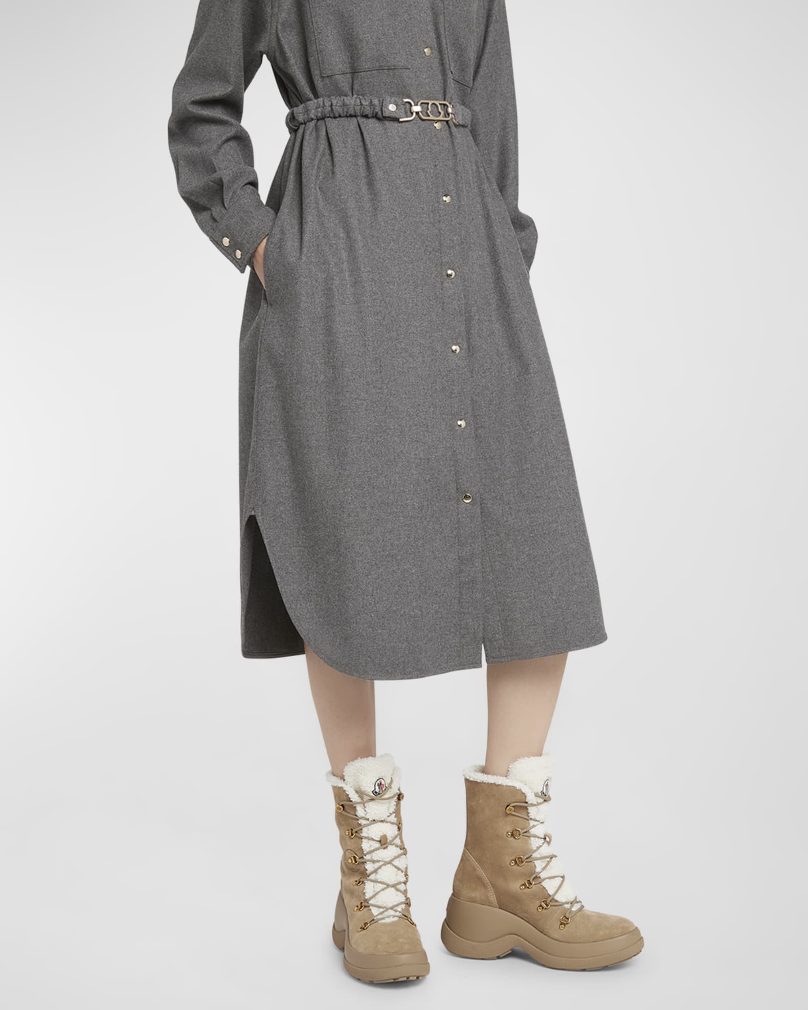 Moncler Resile Suede Faux Fur Ranger Boots | Neiman Marcus Moncler Resile Suede Faux Fur Ranger Boots | Neiman Marcus