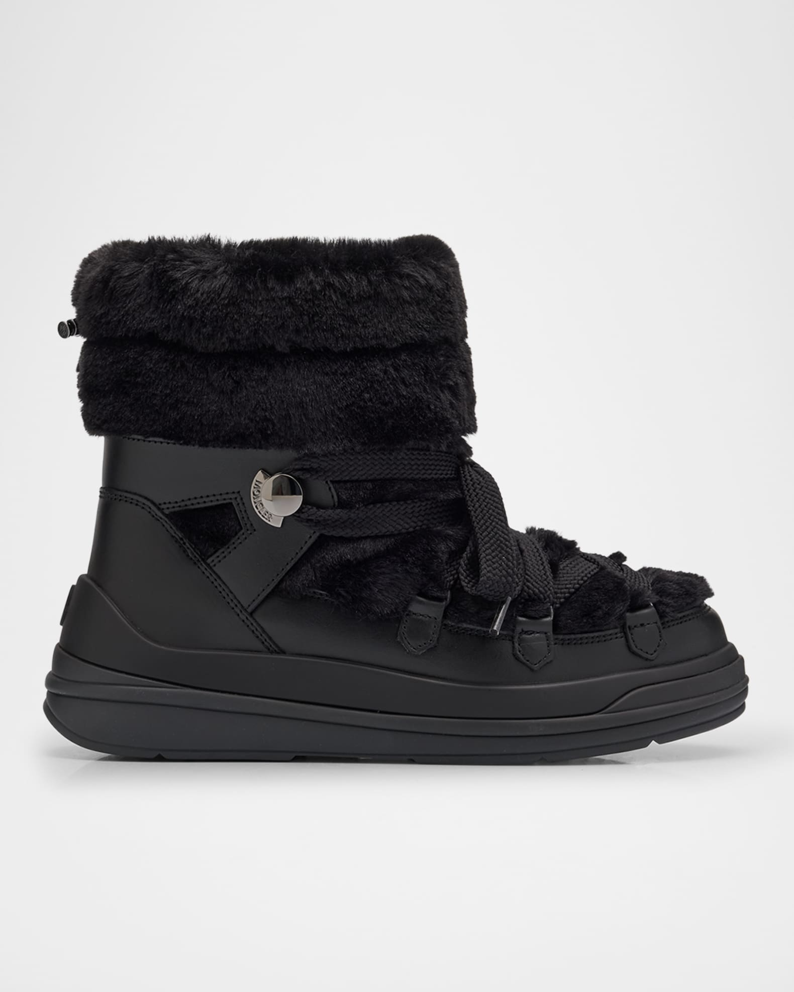 Moncler Insolux Leather Faux Fur Snow Boots Neiman Marcus