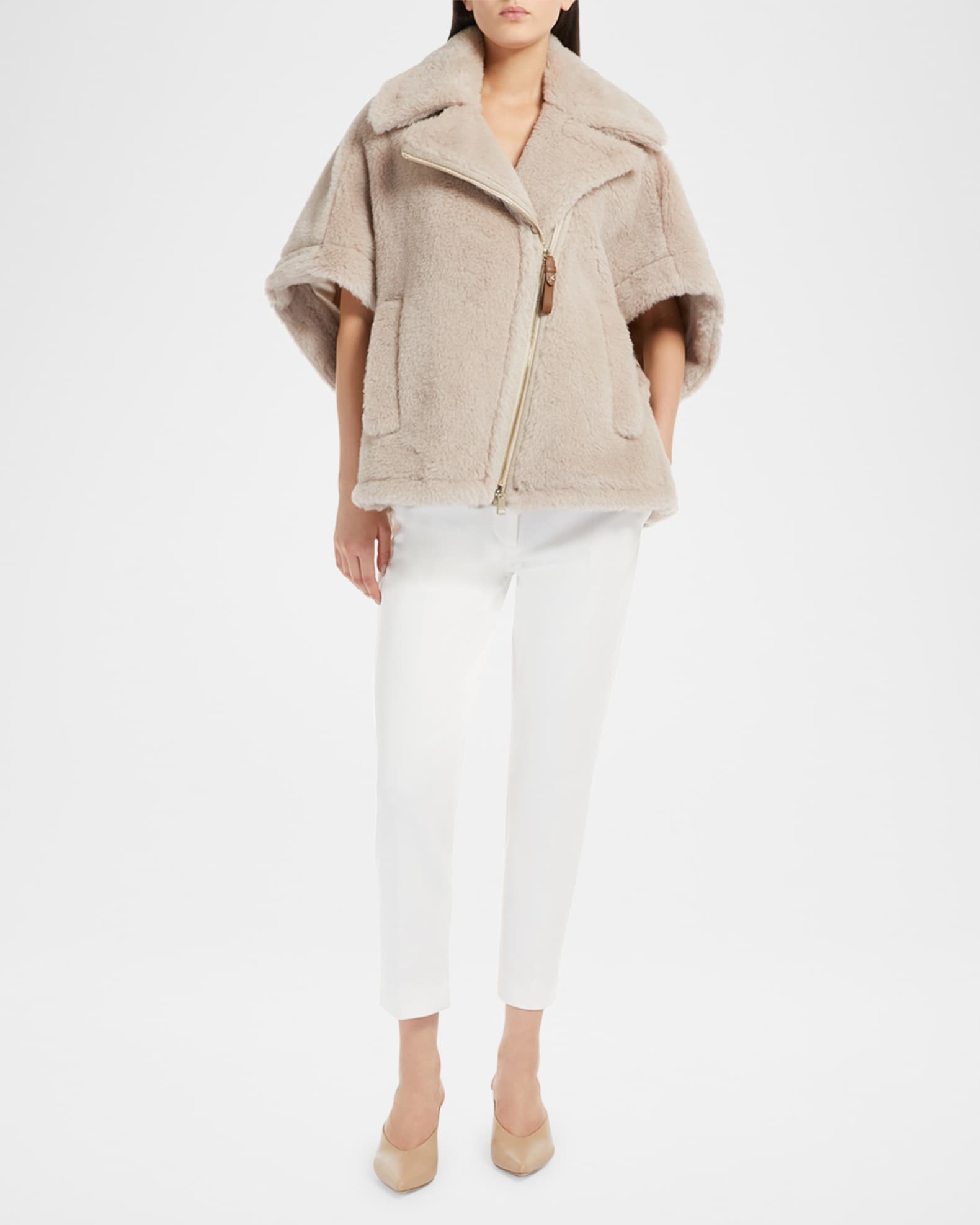 Max Mara New Manto Virgin Wool Blend Cape Neiman Marcus