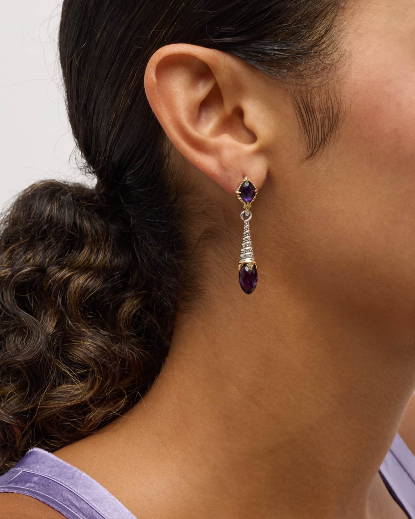 Anthos Dark Amethyst Quartz Drop Earrings 1