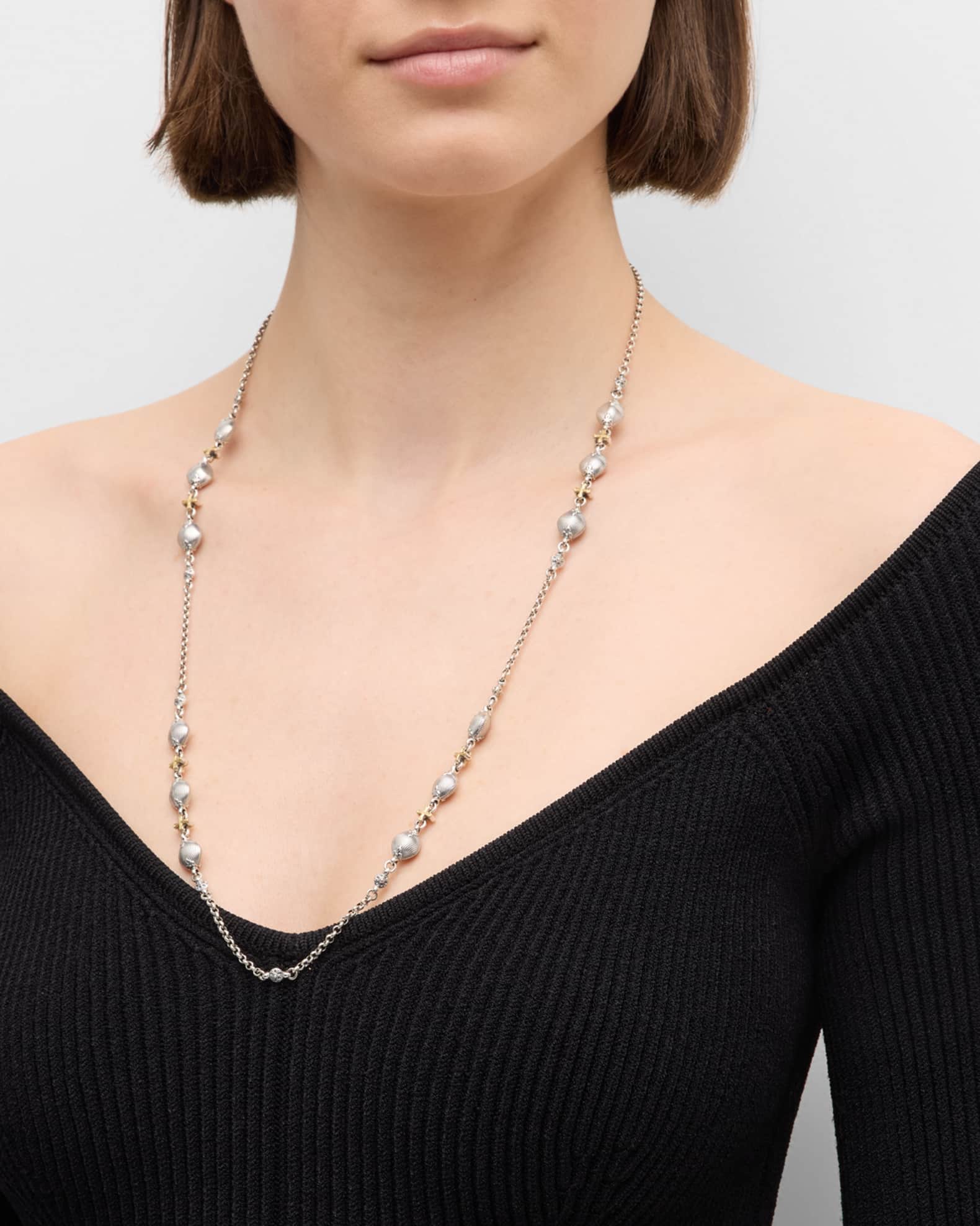 Silver and Gold Chain Necklace, 28"L 1