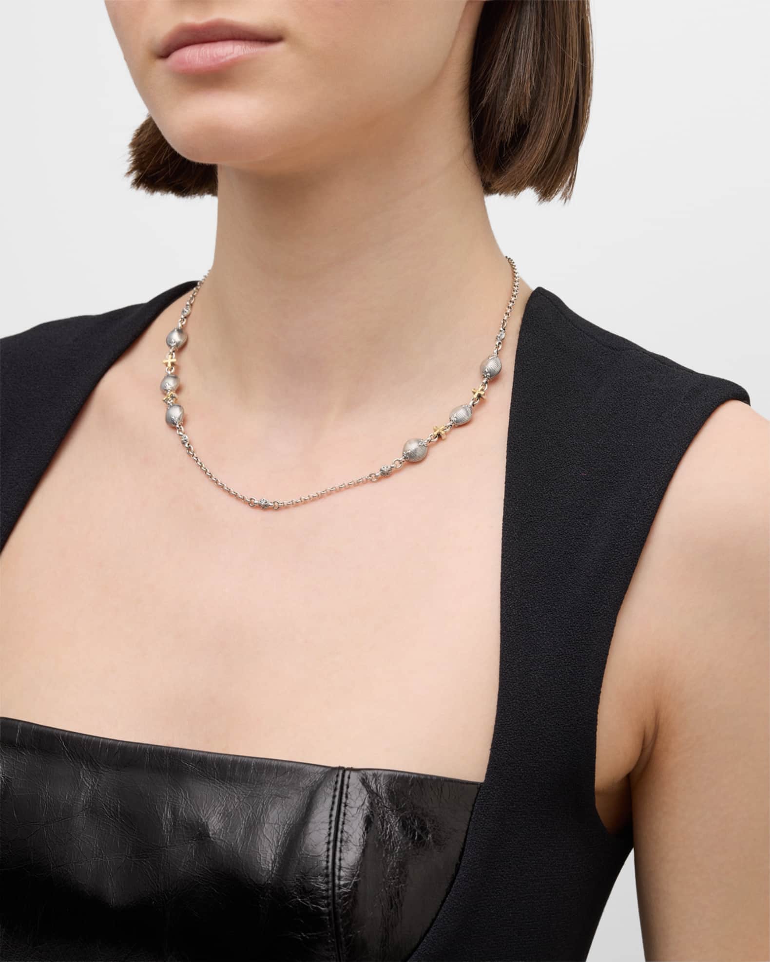 Silver and Gold Chain Necklace, 18"L 1
