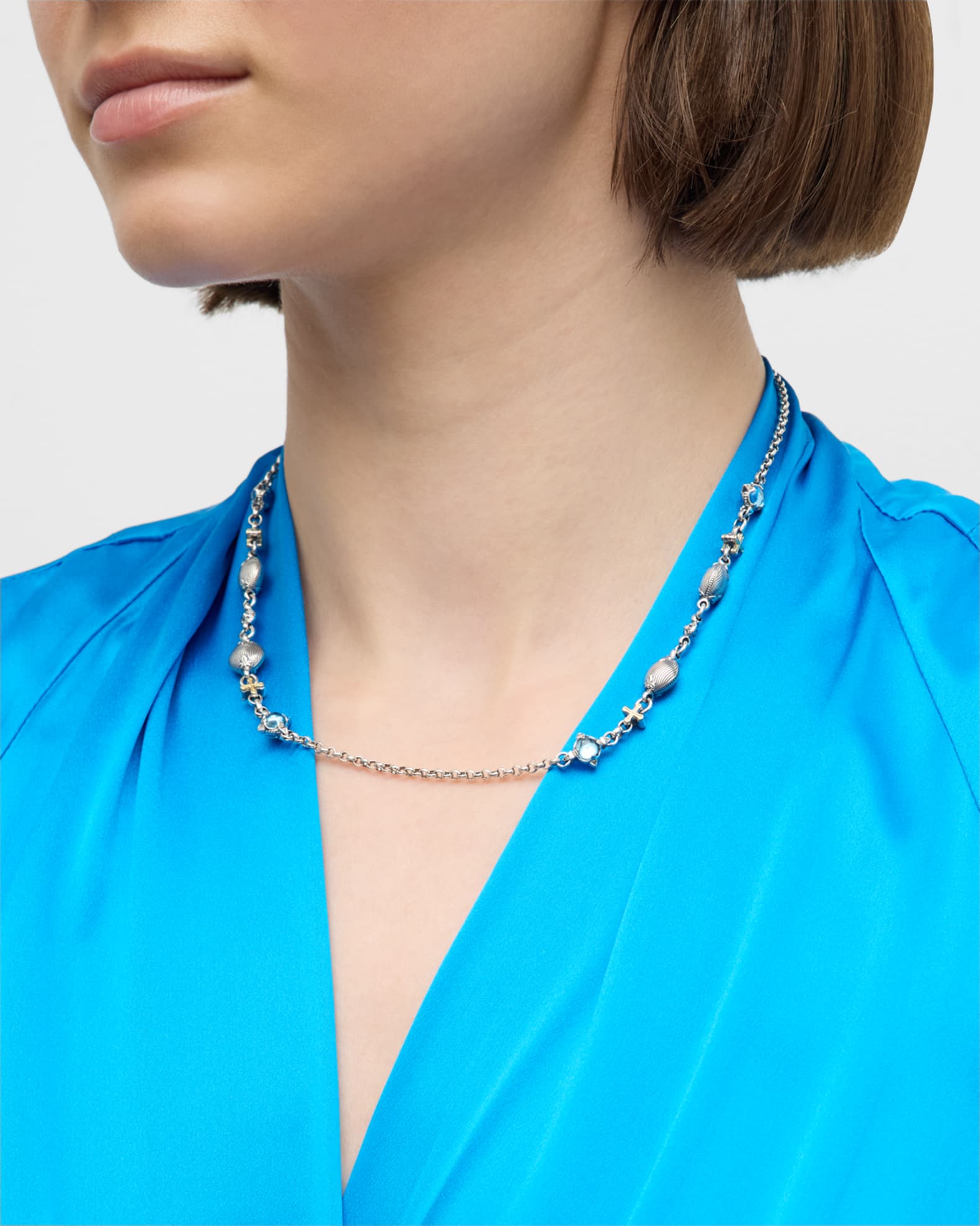 Silver and Gold Blue Topaz Necklace 1