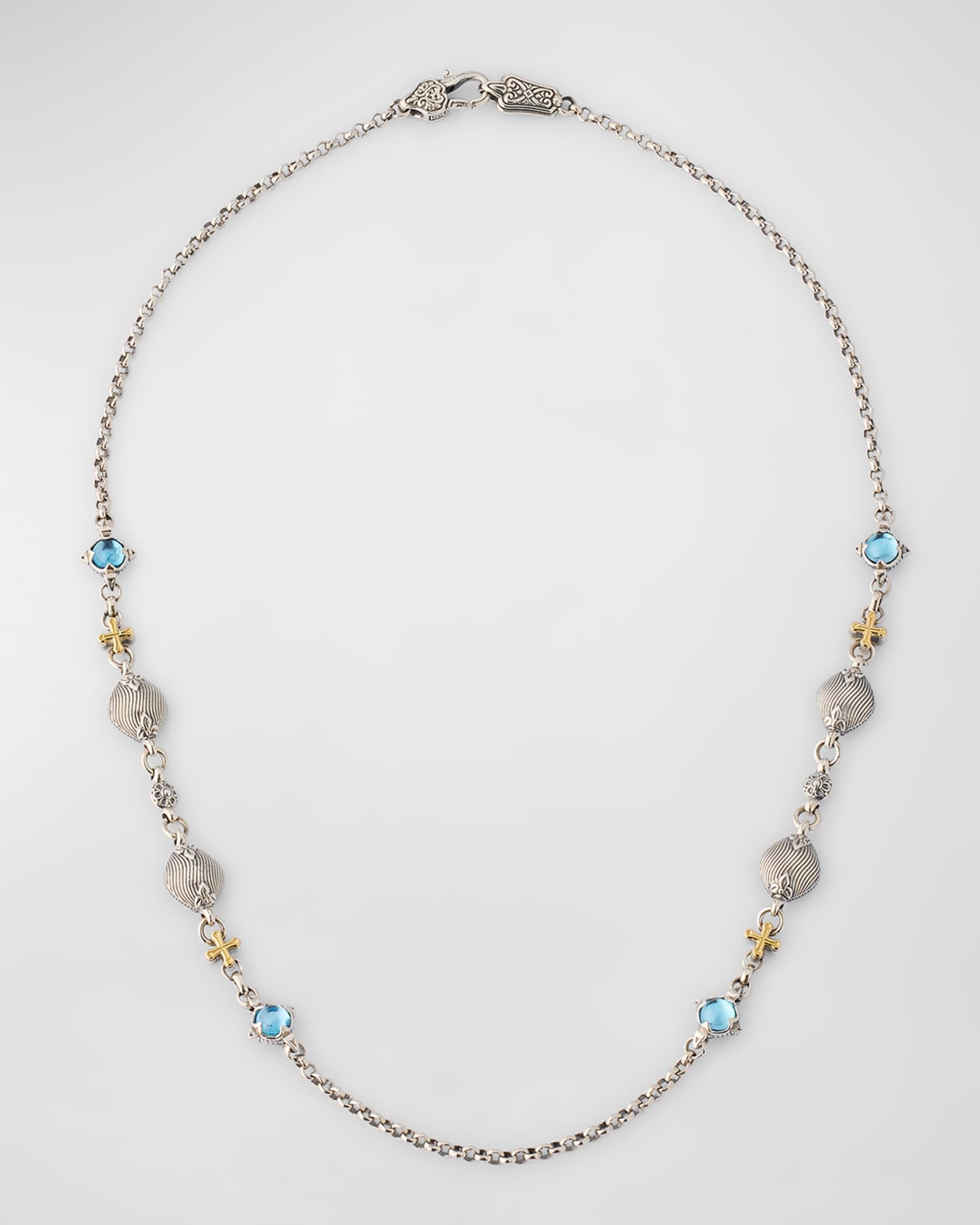 Silver and Gold Blue Topaz Necklace 0