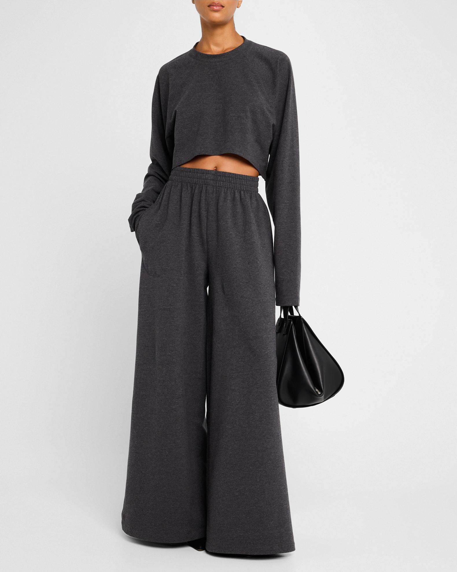 Norma Kamali Oversized Raglan-Sleeve Cropped Top | Neiman Marcus
