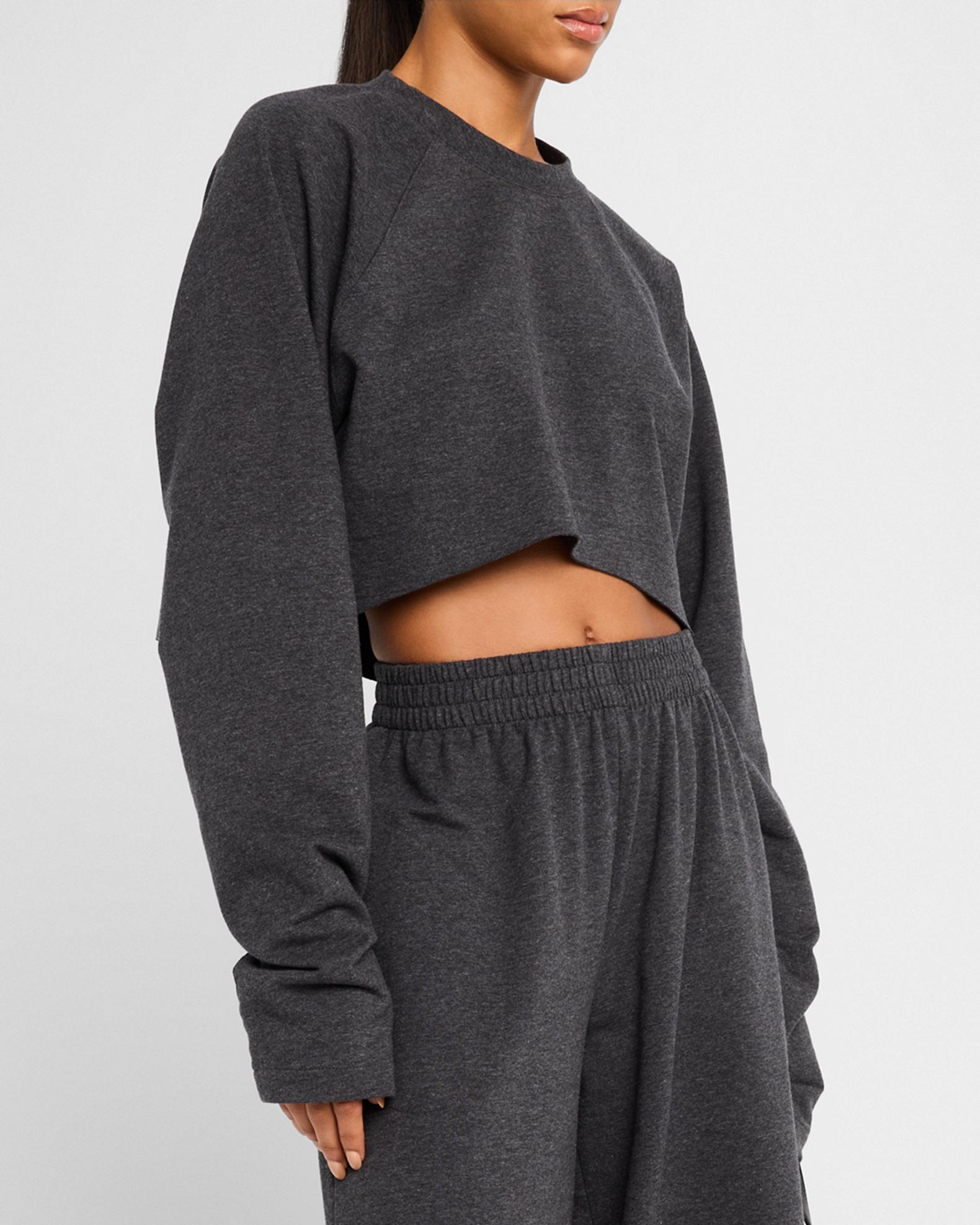 Norma Kamali Oversized Raglan-Sleeve Cropped Top | Neiman Marcus