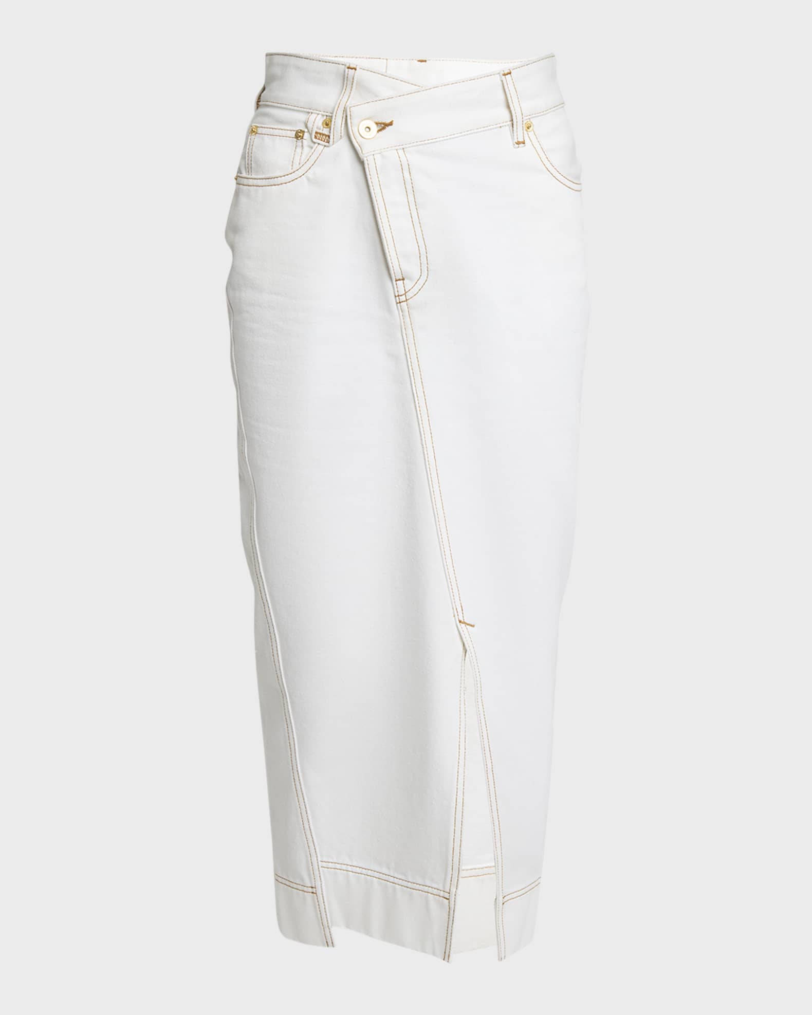 Jacquemus De-Nimes Crosswaist Midi Denim Skirt