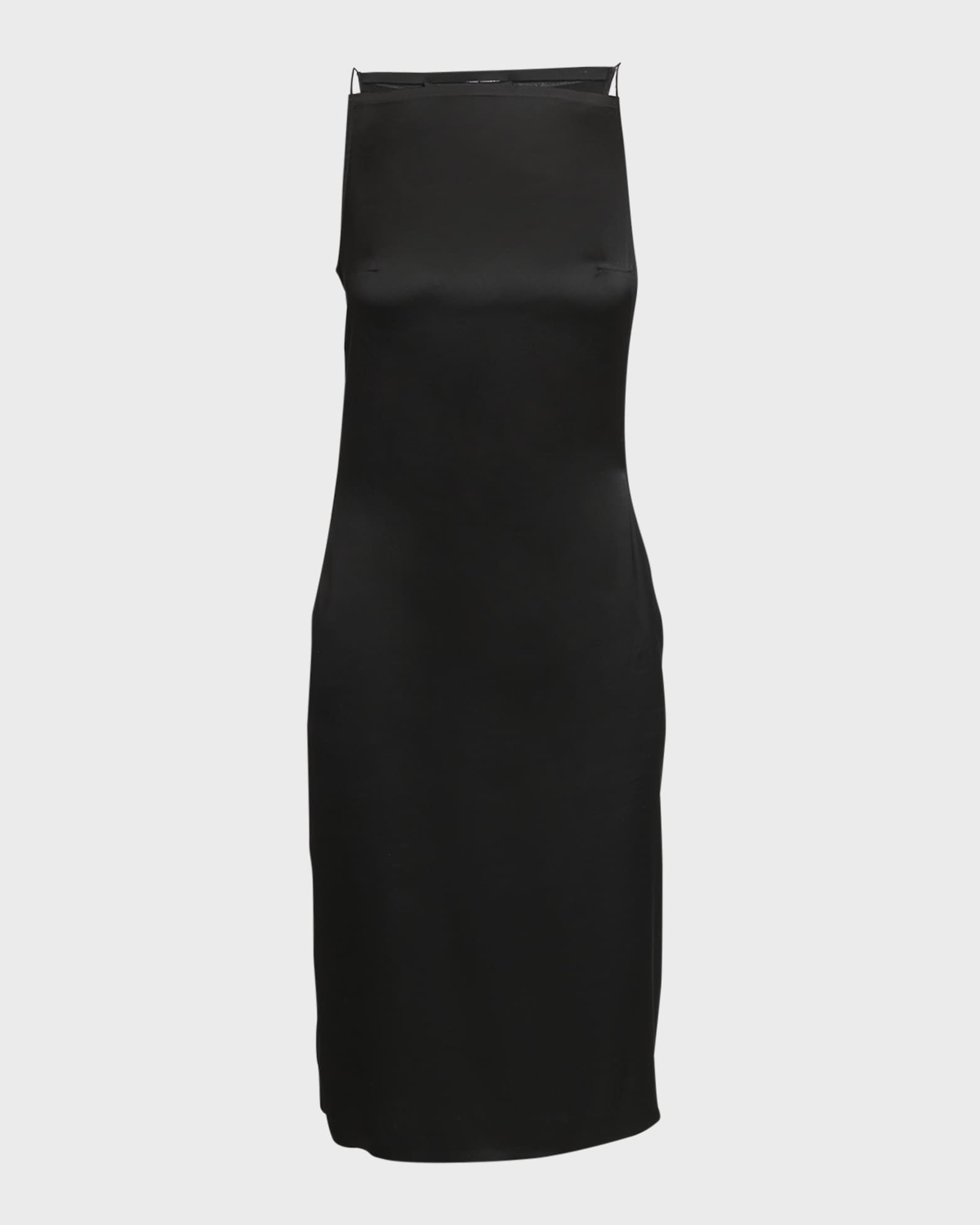 Jacquemus Spoglio High-Neck Plunging-Side Satin Dress