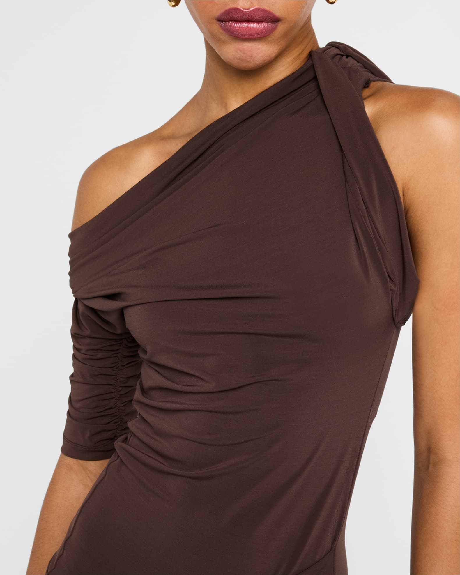Jacquemus Draped Off-The-Shoulder Mini Dress | Neiman Marcus