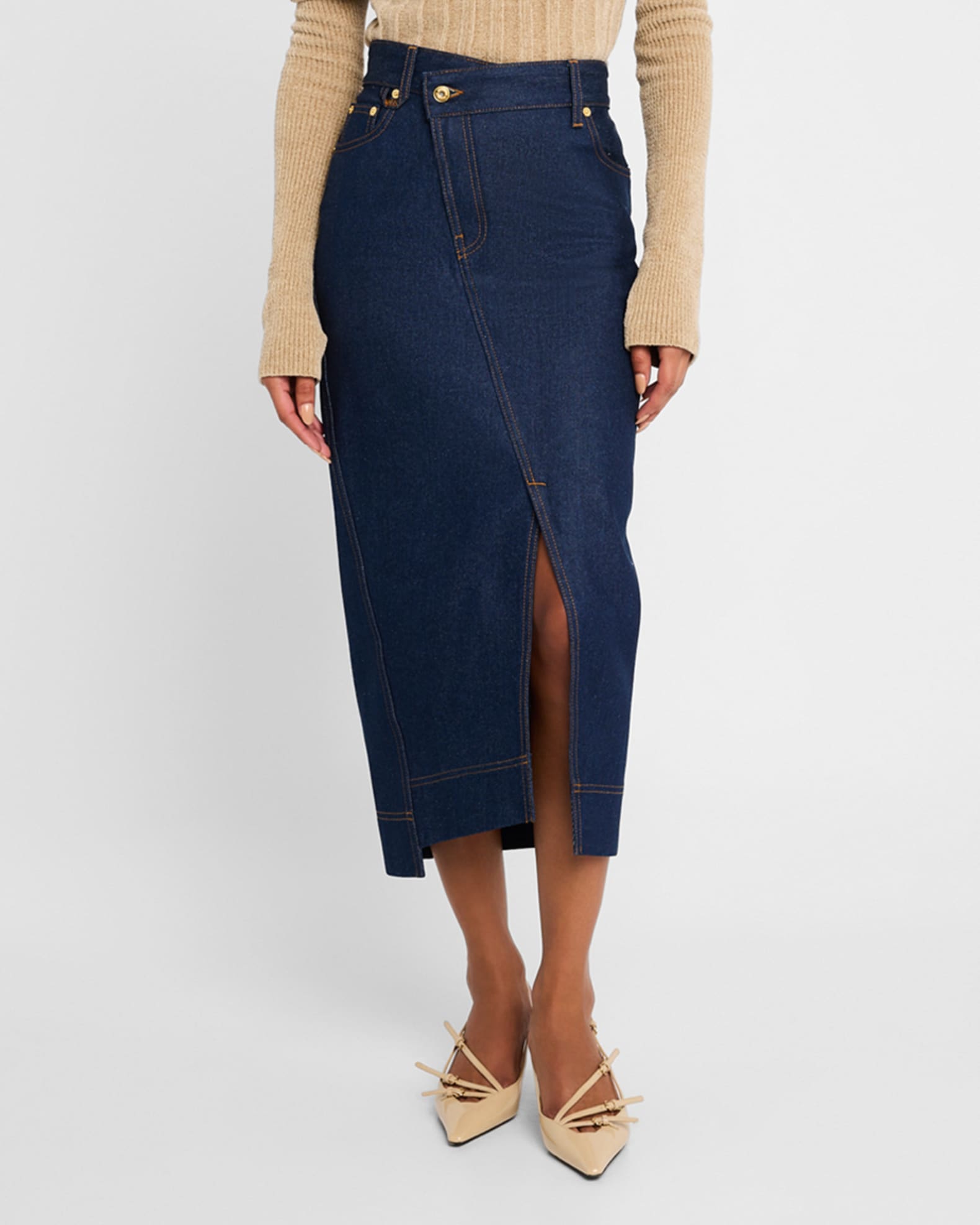 Jacquemus folded denim midi skirt outlet
