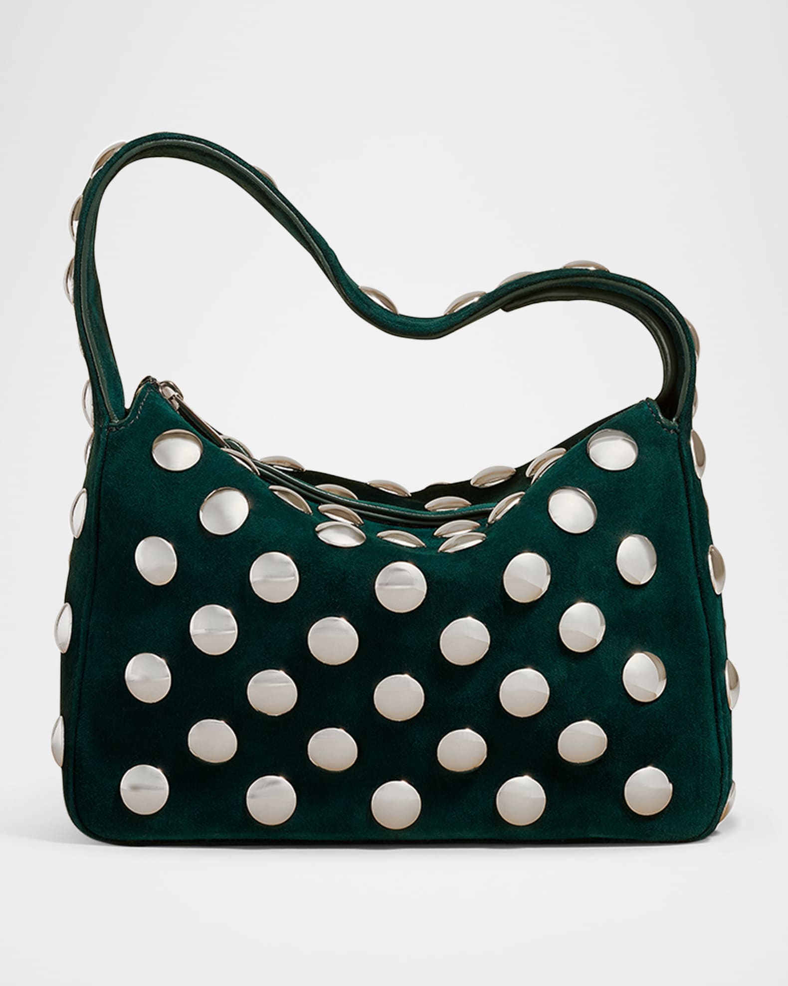 Elena Small Studded Suede Top-Handle Bag 0