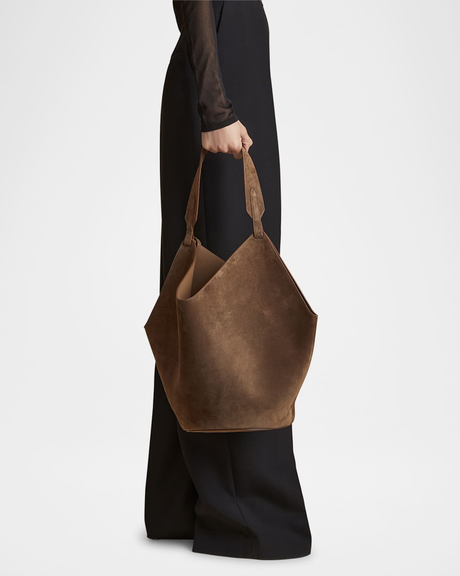 Lotus Medium Calfskin Suede Tote Bag 1