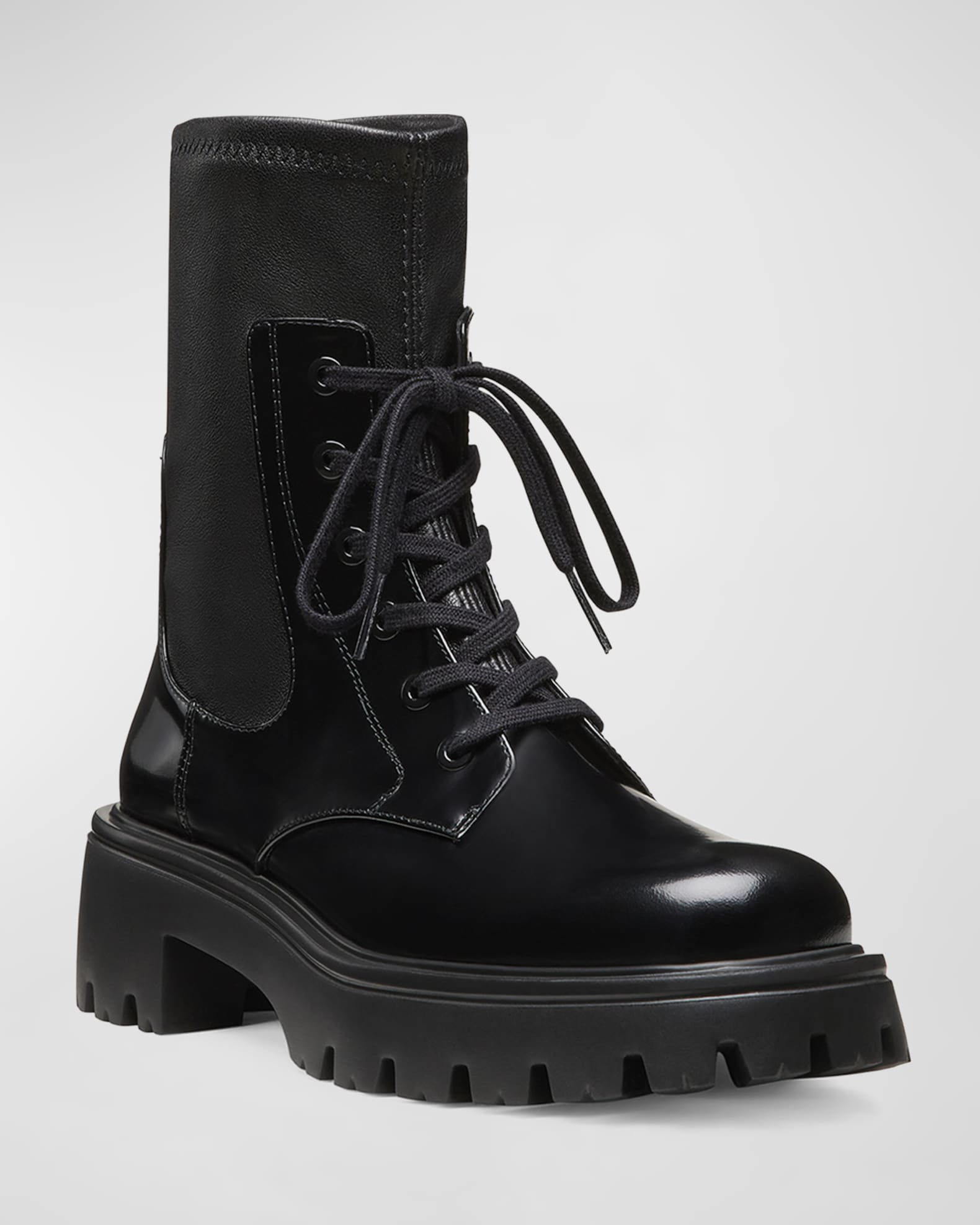 Everitt Stretch Leather Combat Booties