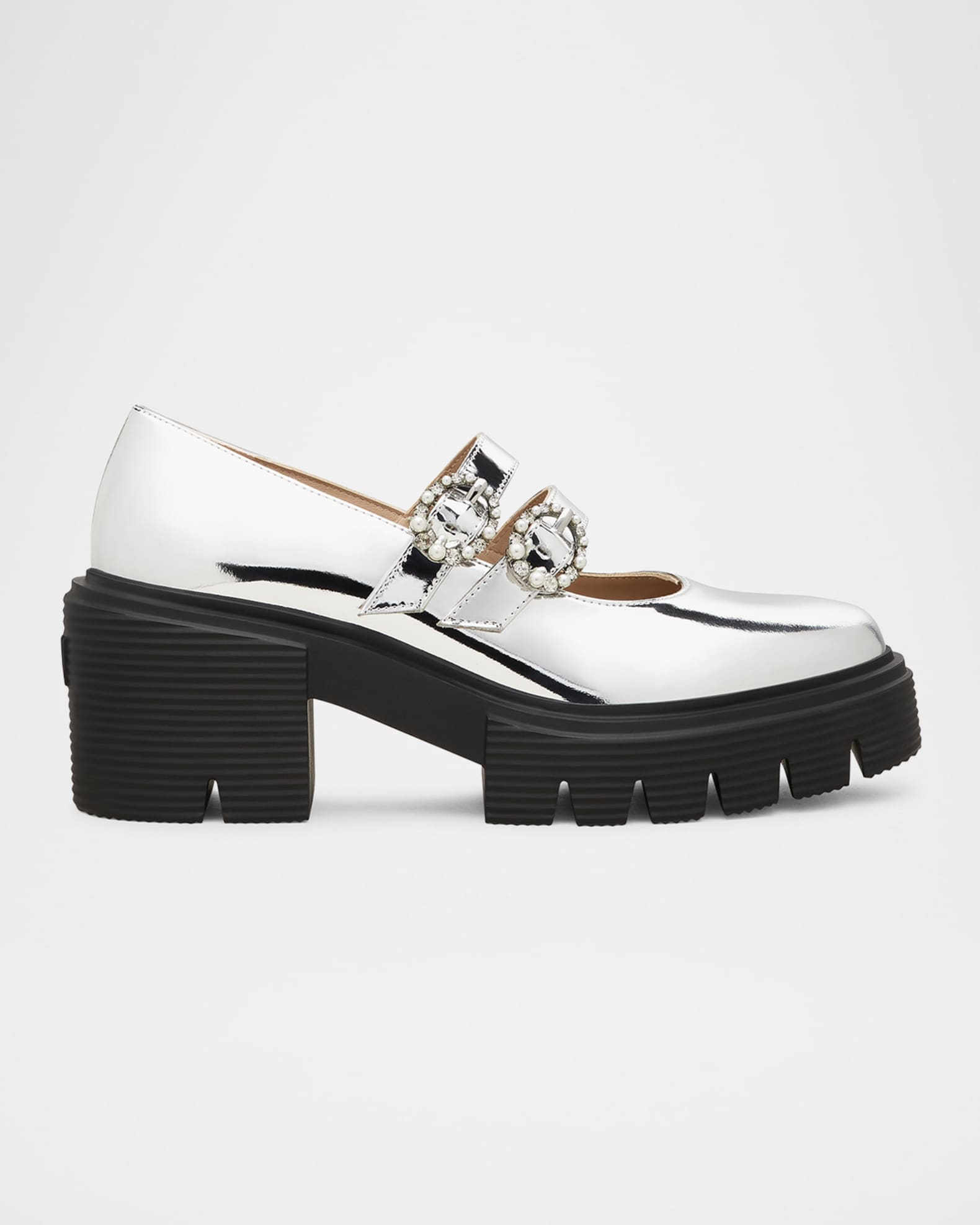 Stuart Weitzman Soho Metallic Mary Jane Ballerina Loafers Neiman Marcus