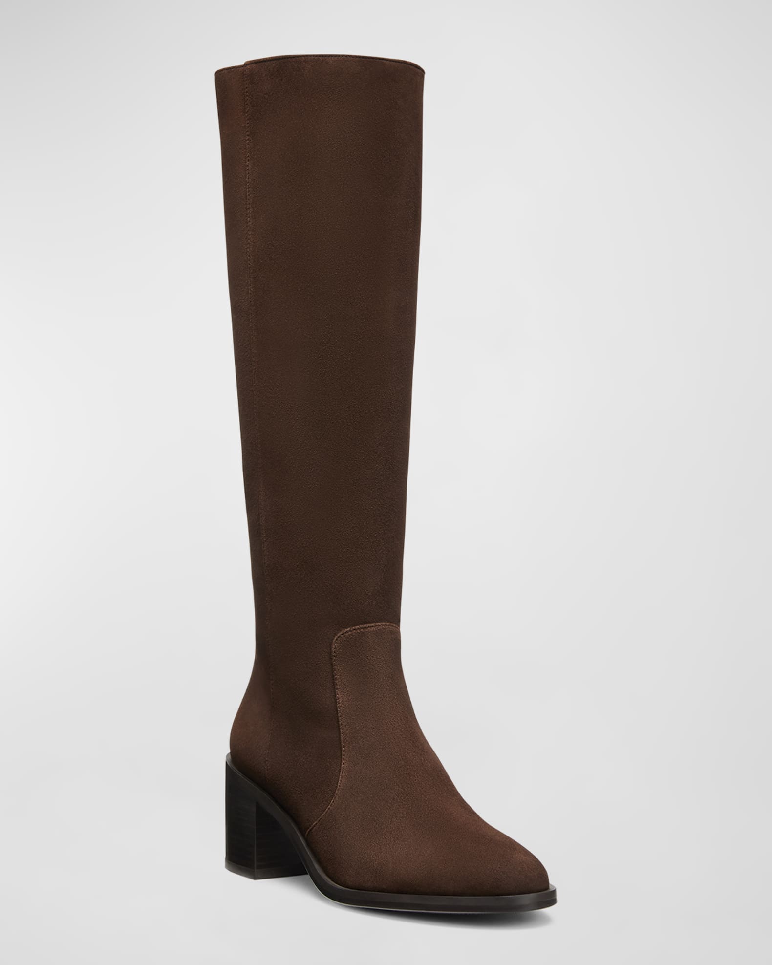 Stuart Weitzman Women s Esme Suede Zip Boots Walnut Dark Brown Size 8
