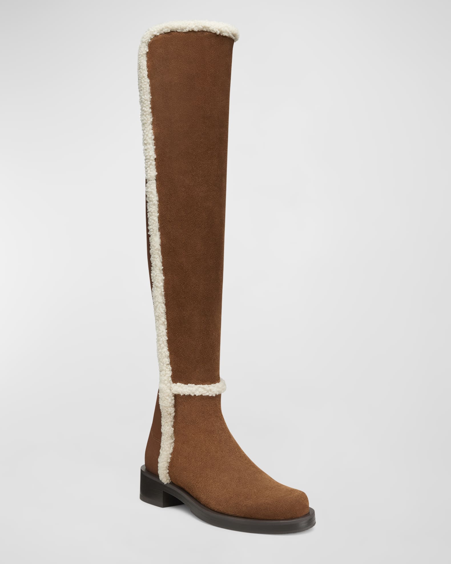 Stuart Weitzman 5050 Bold Suede Shearling Knee Boots Neiman Marcus