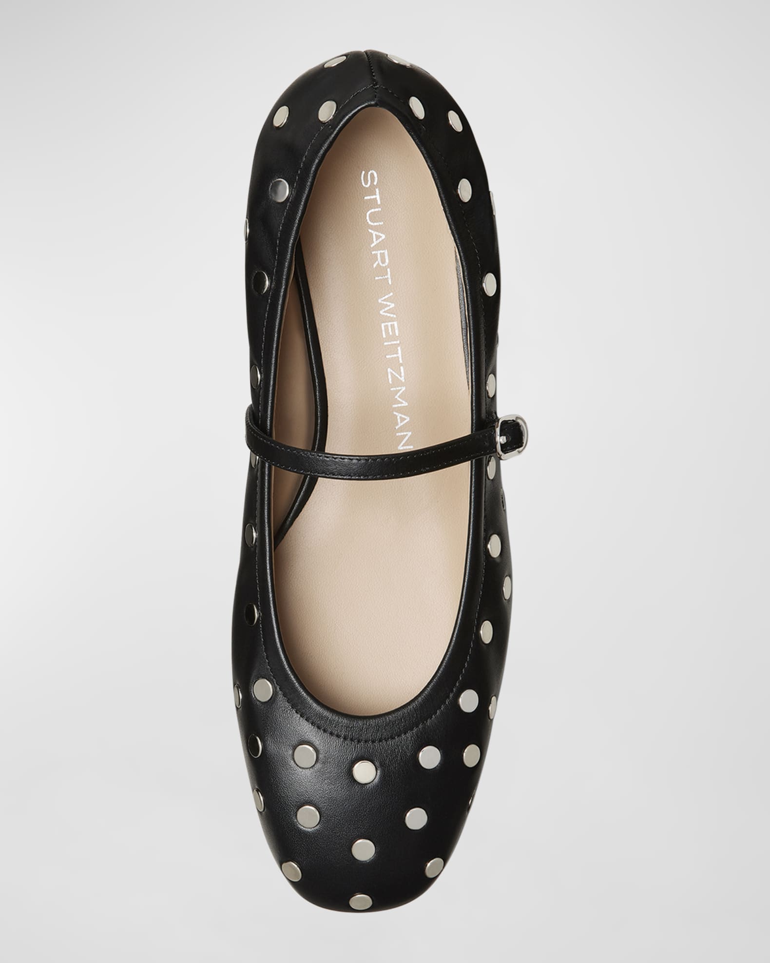 Claris Studded Leather Mary Jane Flats | Neiman Marcus